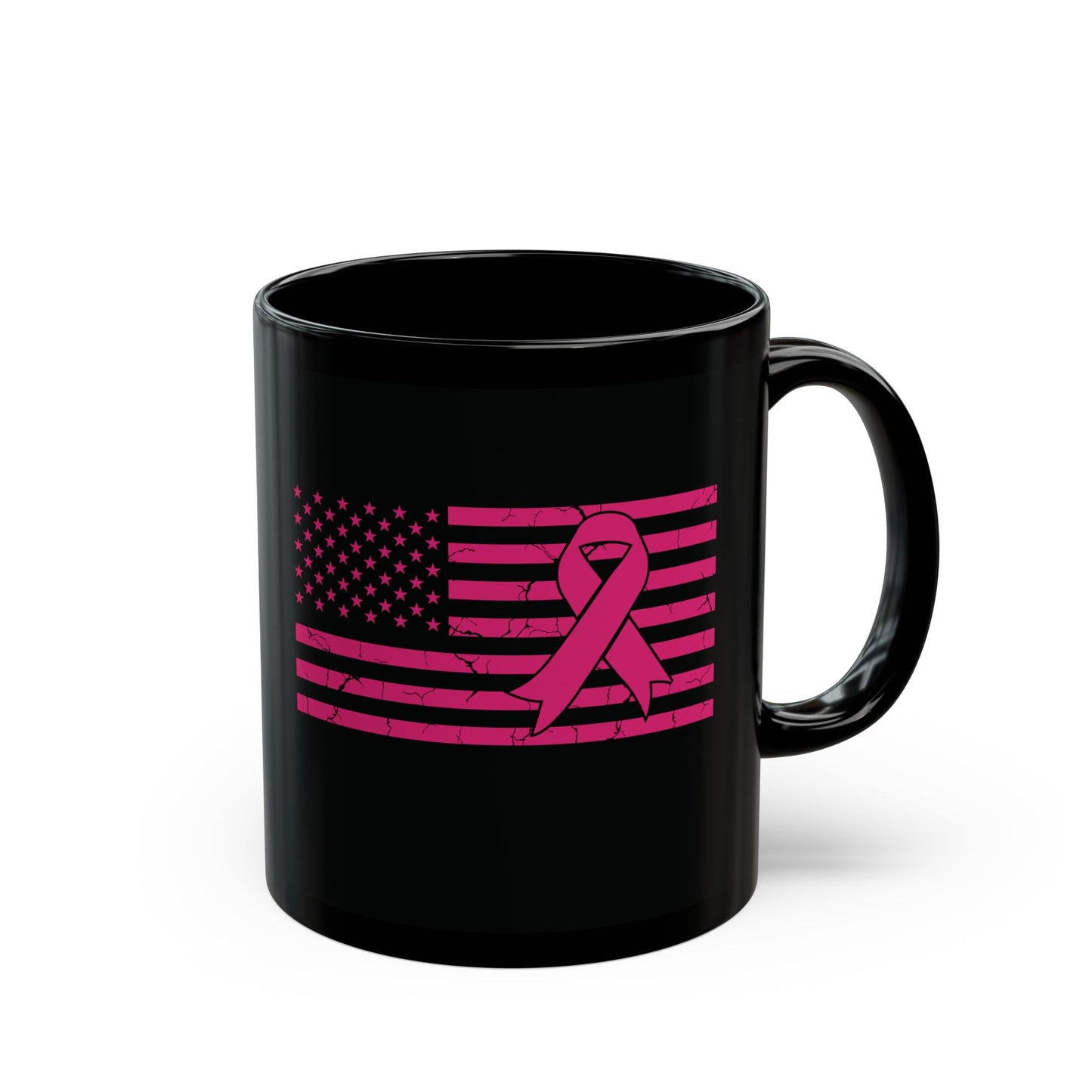 Fight Cancer Flag (Version 2) (Black Version) | Coffee & Tea Mug | 2-Sided Print| 11 Oz