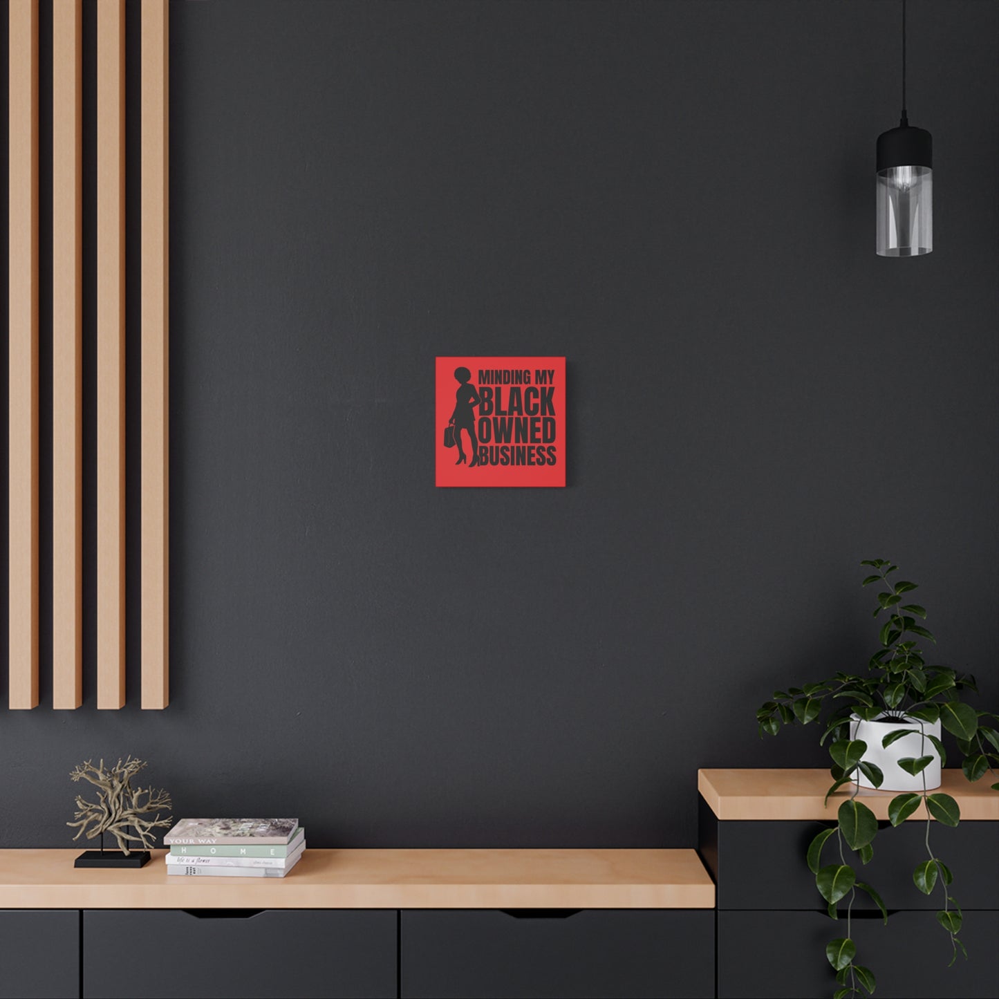 Minding My Black Owned Business | Version 1| Canvas Gallery Wrap | Red Background