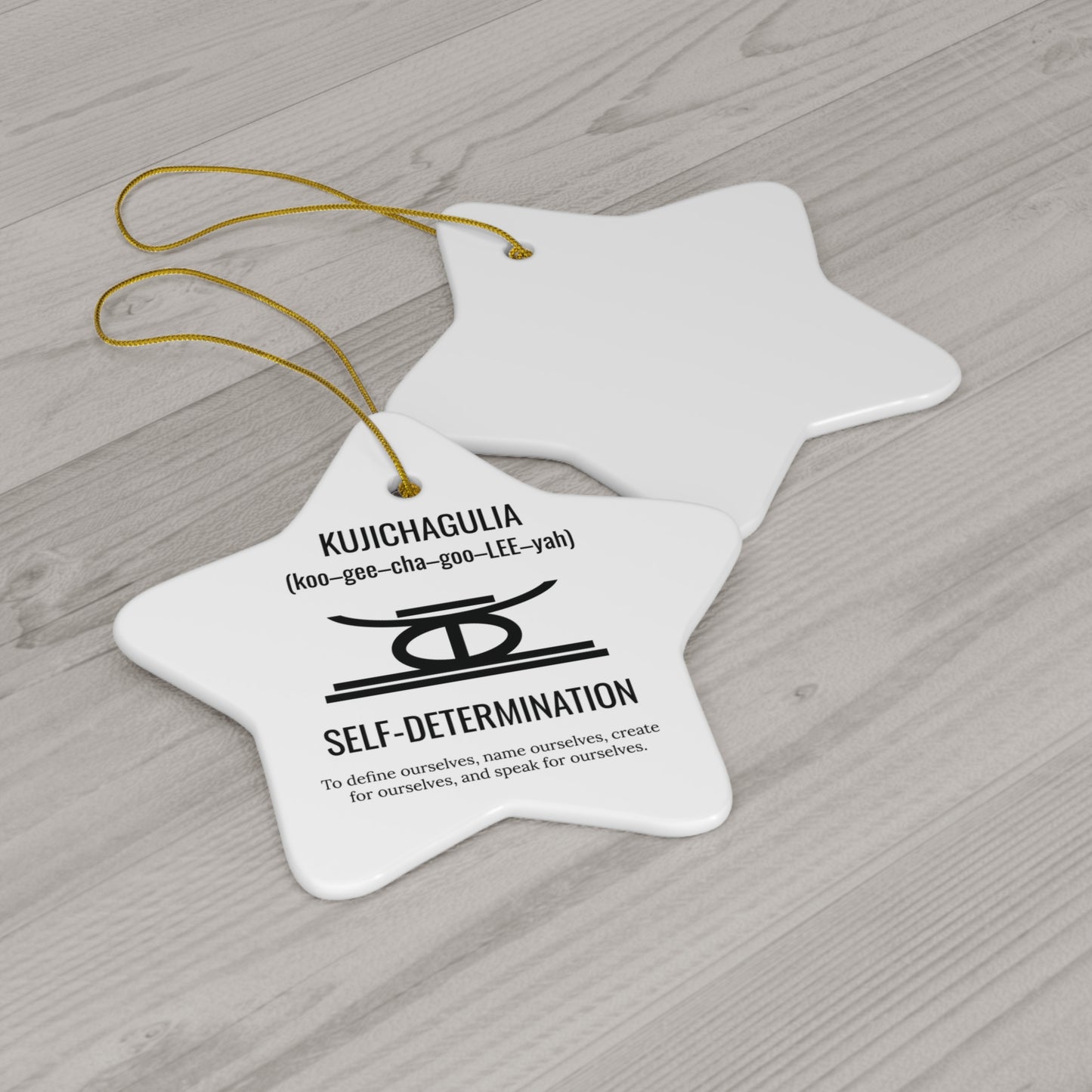 Kujichagulia (Day 2) | Self Determination | Circle or Star Ornament |(White)|