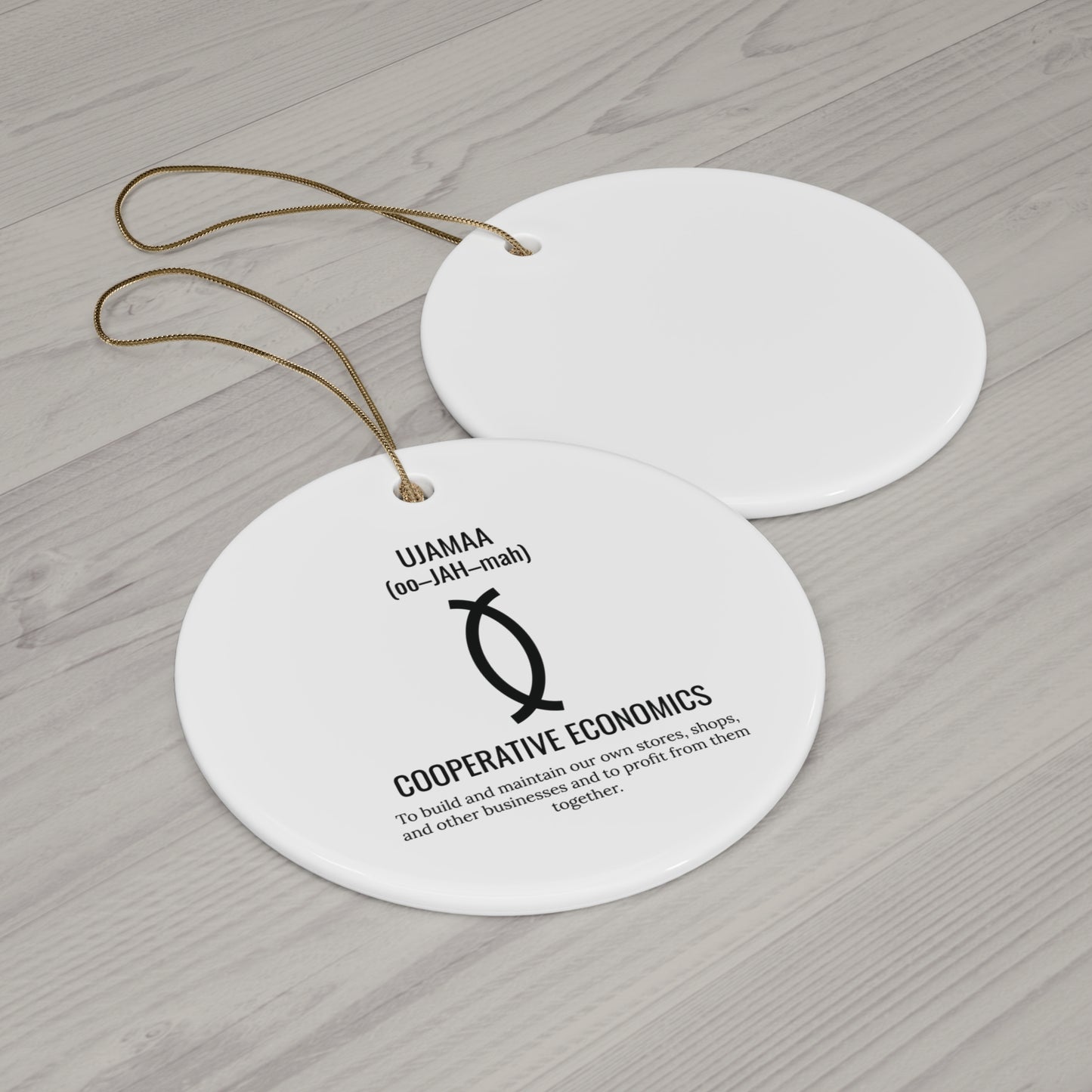 Ujamaa (Day 4) |Cooperative Economics | Circle or Star Ornament |(White)|