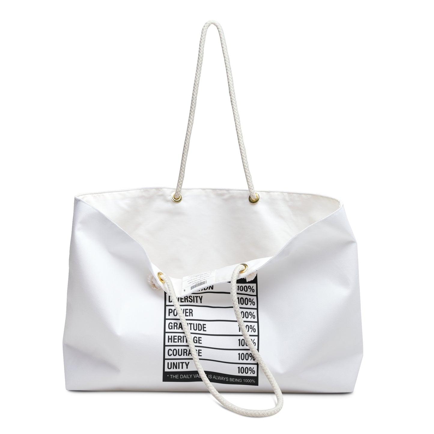 Kwanza Nutritional Facts | Weekender Bag |White