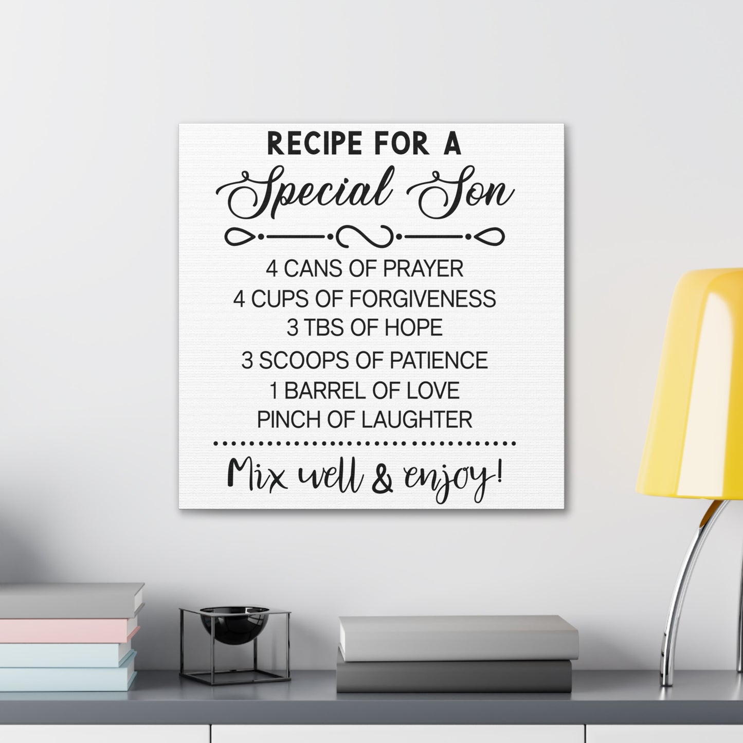Special Son Recipe | Canvas Gallery Wrap | White Background