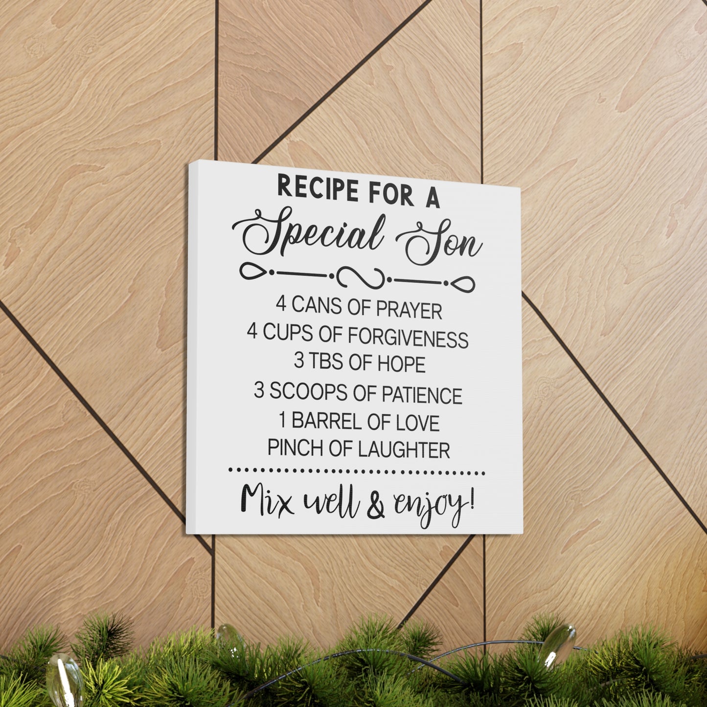 Special Son Recipe | Canvas Gallery Wrap | White Background