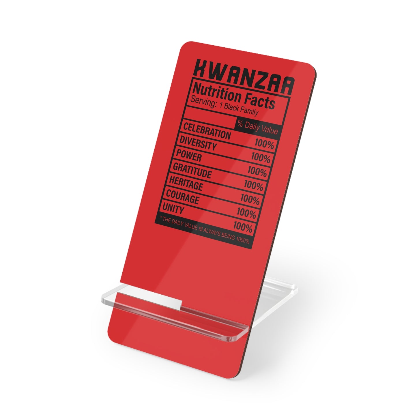 Kwanza Nutritional Facts | Mobile Display Stand | Red