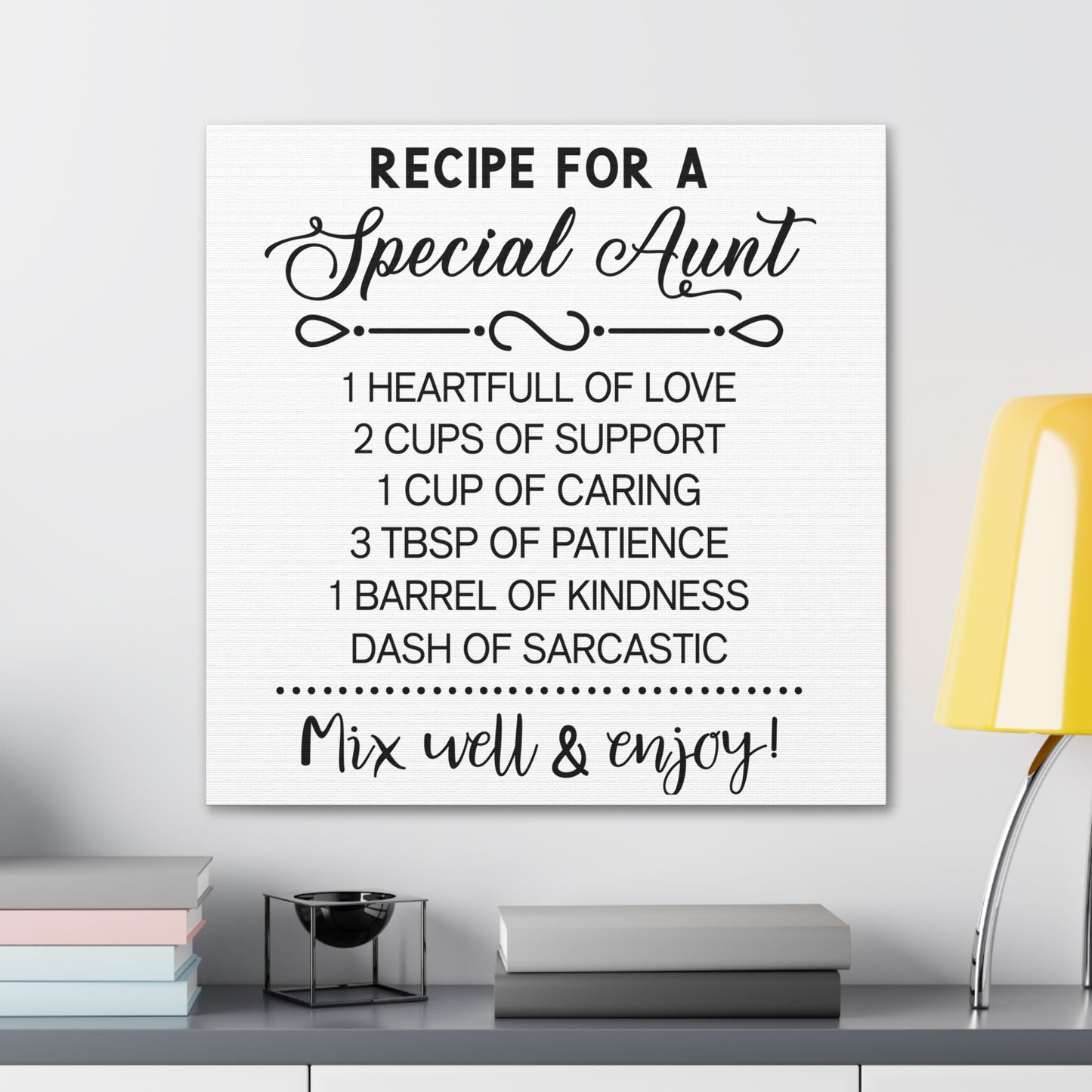 Special Aunts Recipe | Canvas Gallery Wrap | White Background