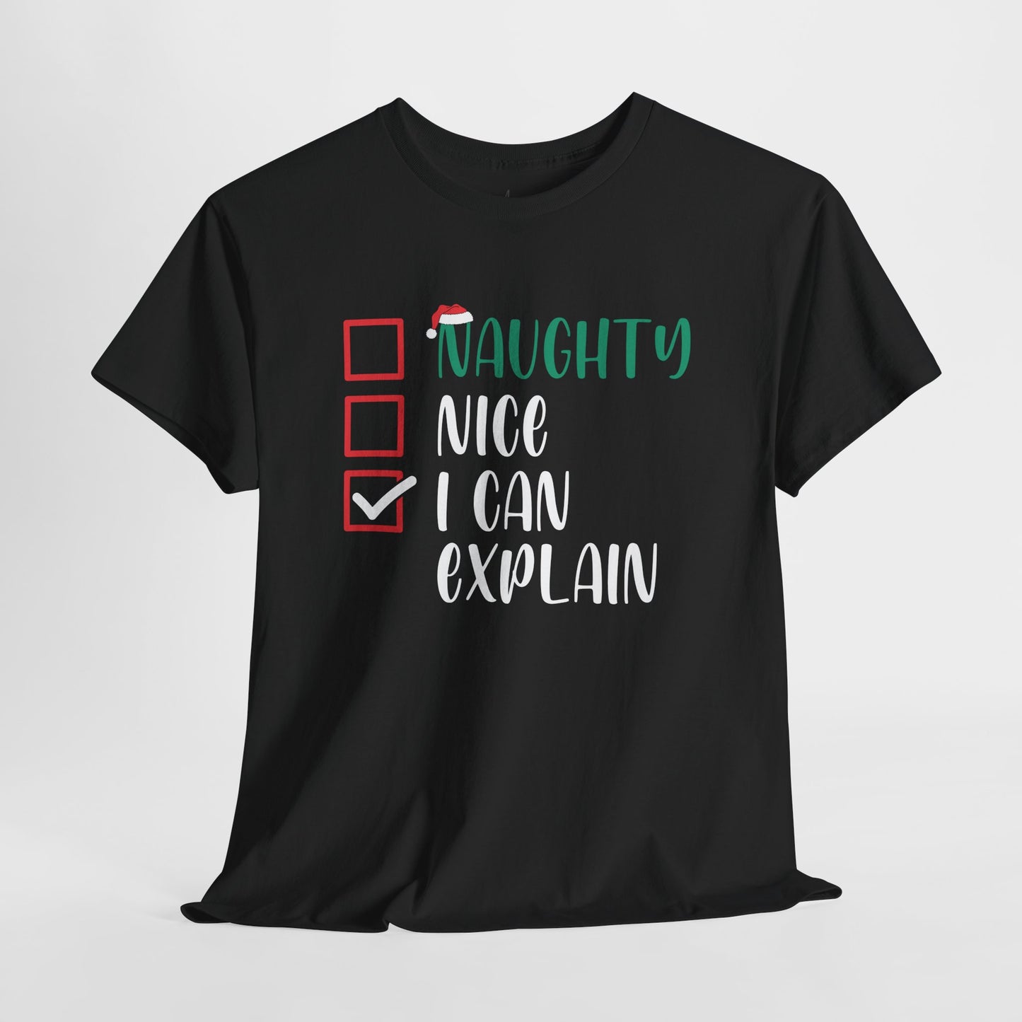 Naughty, Nice, I Can Explain | T-Shirt | Black Print