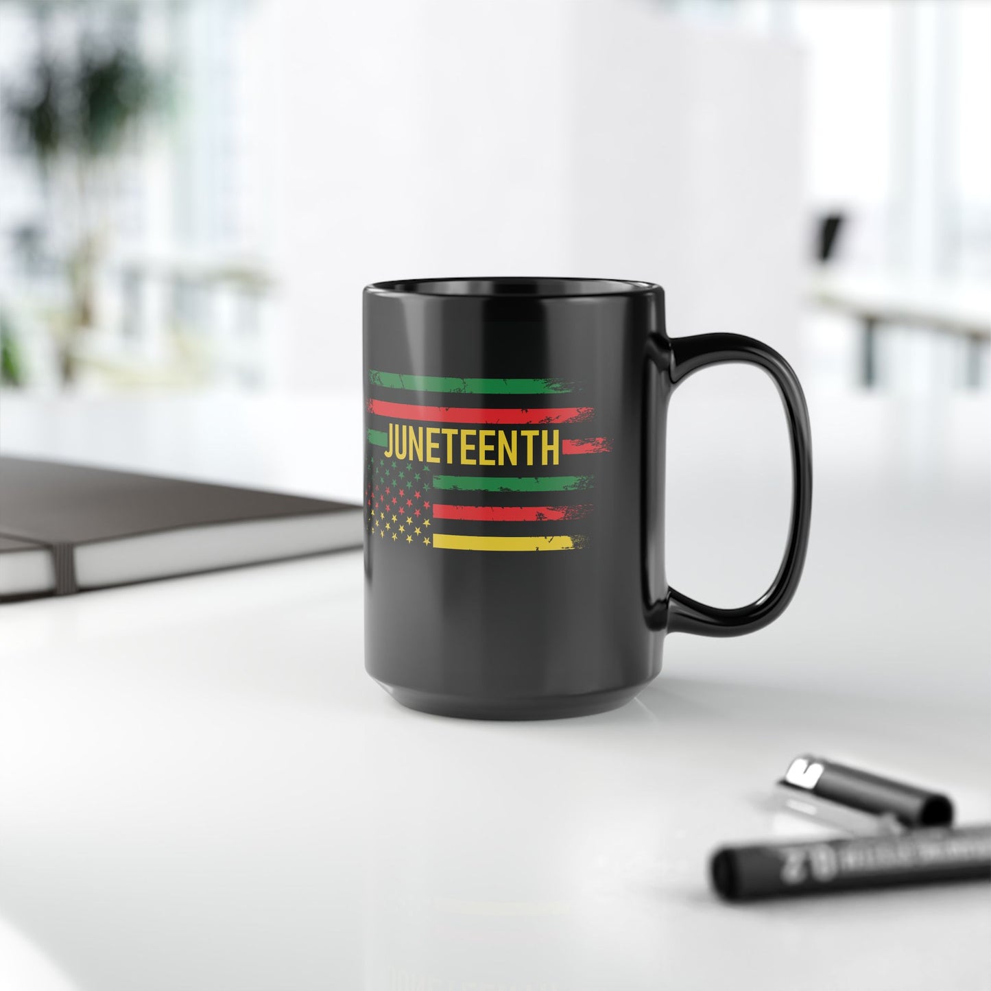 Juneteenth Flag| 11oz or 15 oz Mug| Version 1| Black