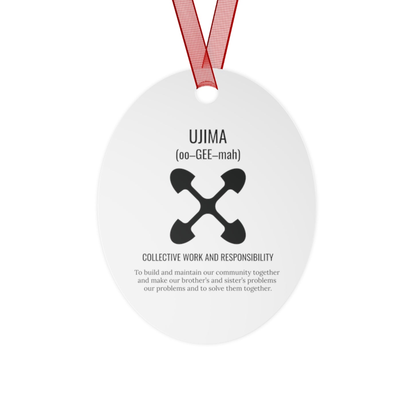 Ujima (Day 3) |Collective Work & Responsibility| Bell, Tree, Round or Oval Ornament |Metal|