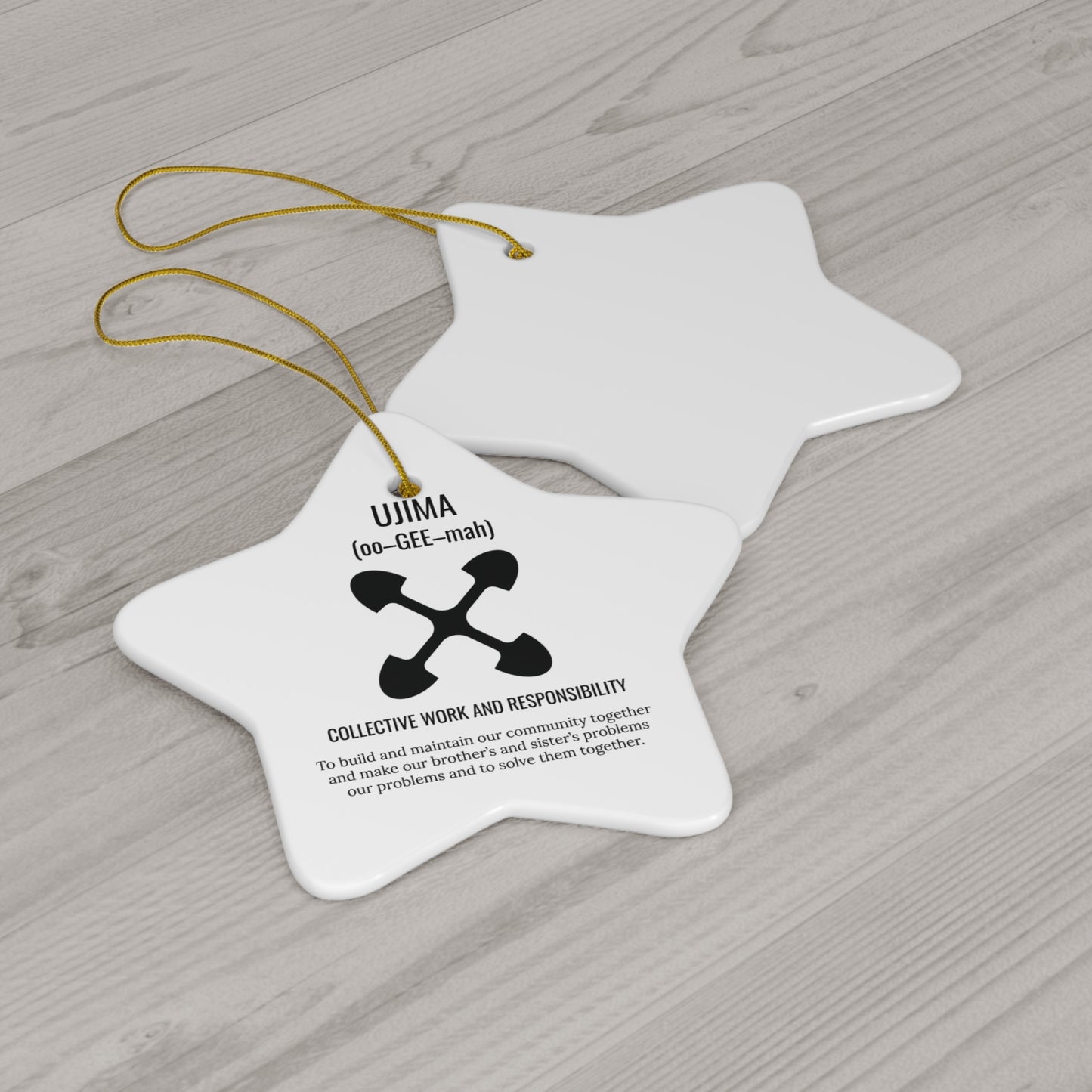 Ujima (Day 3) |Collective Work & Responsibility| Circle or Star Ornament |(White)|