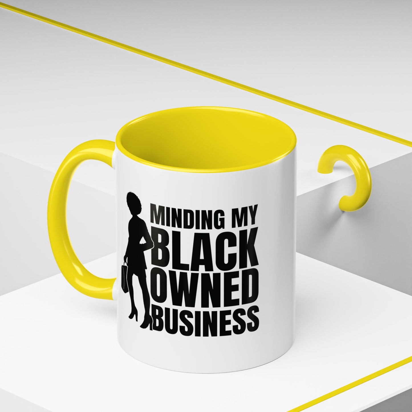 Minding My Black Owned Business | 11oz Mug| Version 1| | White Accent (Various Colors)