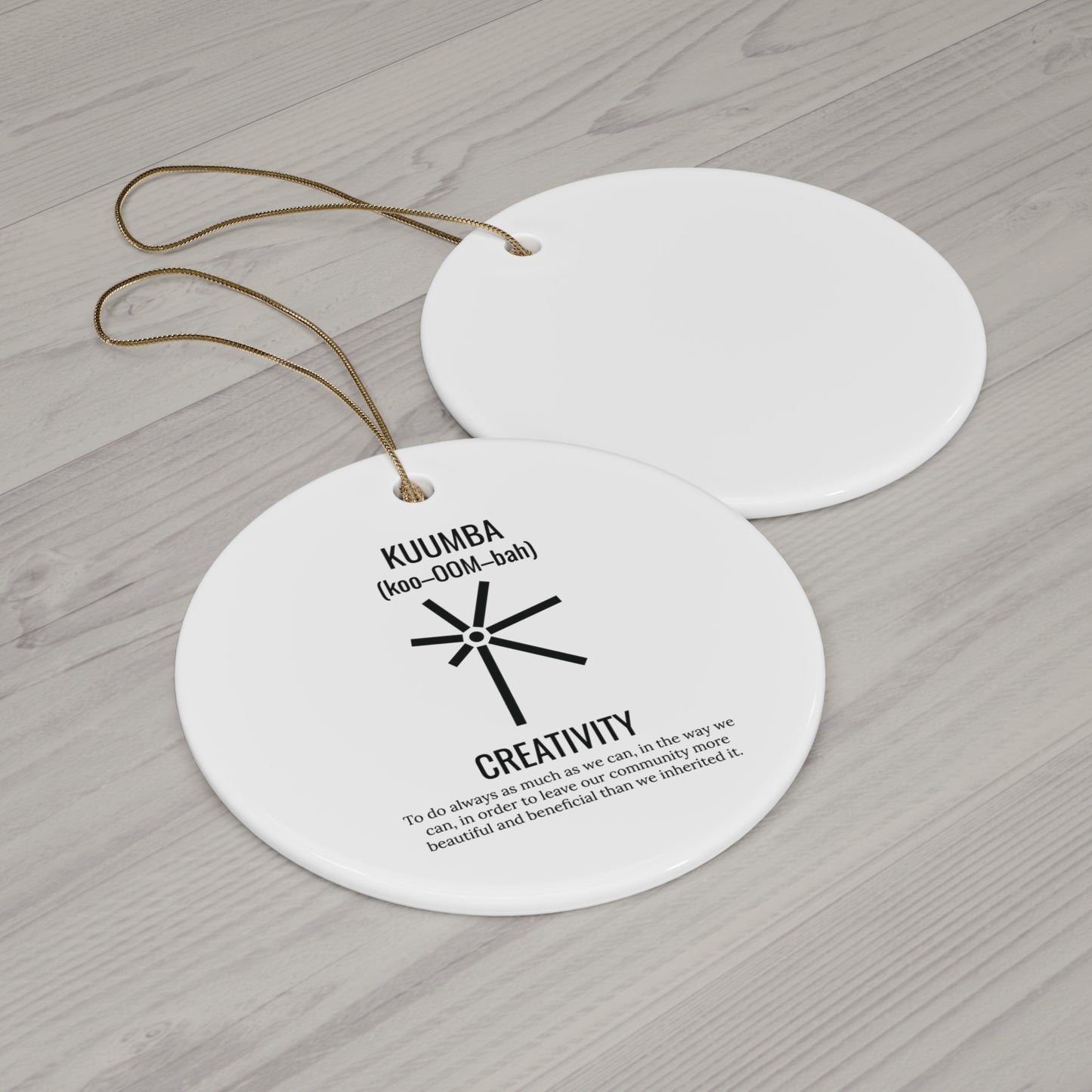 Kuumba (Day 6) | Creativity | Circle or Star Ornament |(White)|