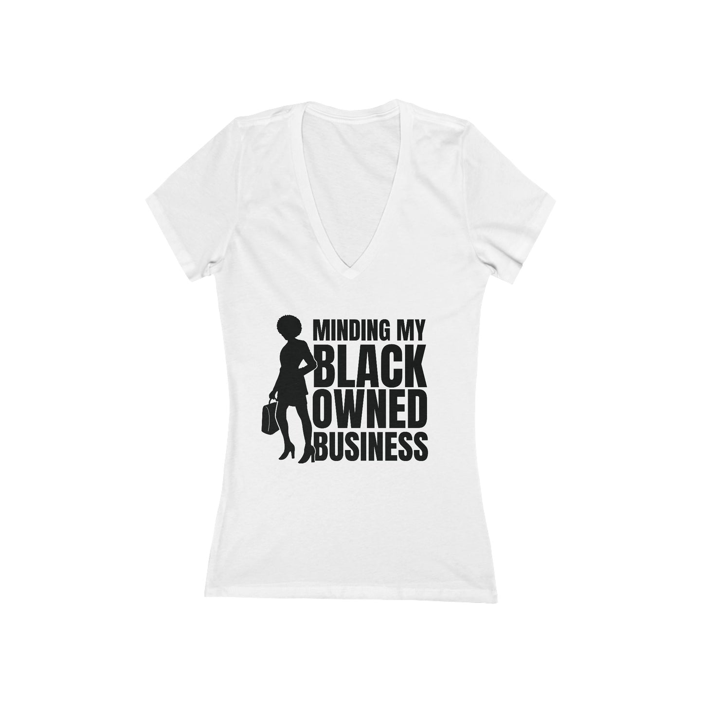 Minding My Black Owned Business | Version 1| Women's Short Sleeve Deep V-Neck T