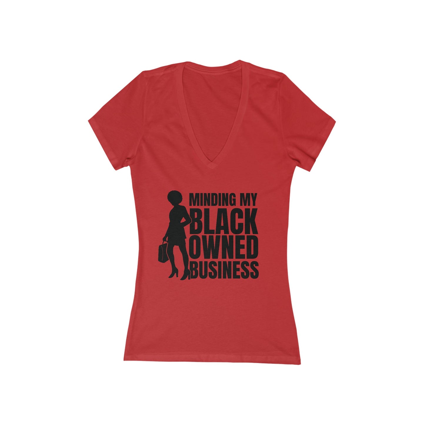 Minding My Black Owned Business | Version 1| Women's Short Sleeve Deep V-Neck T