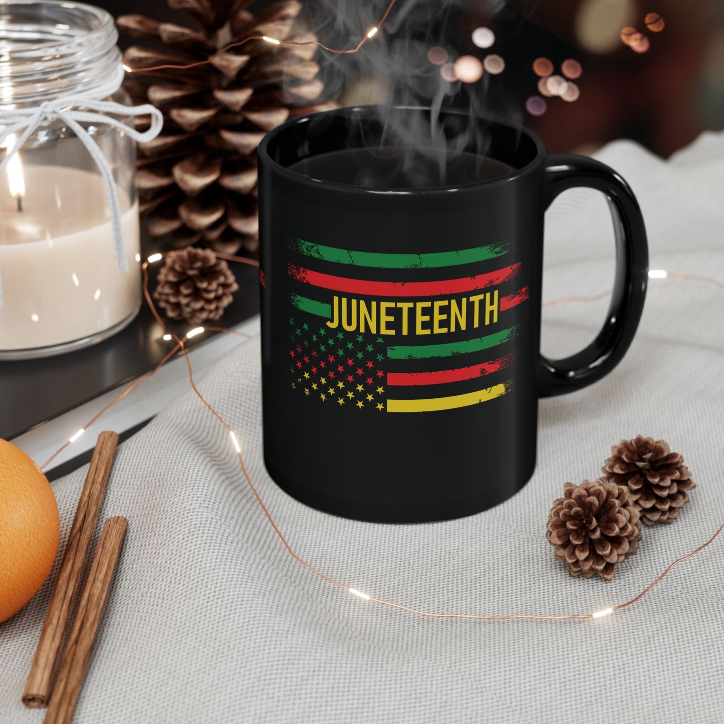 Juneteenth Flag| 11oz or 15 oz Mug| Version 1| Black