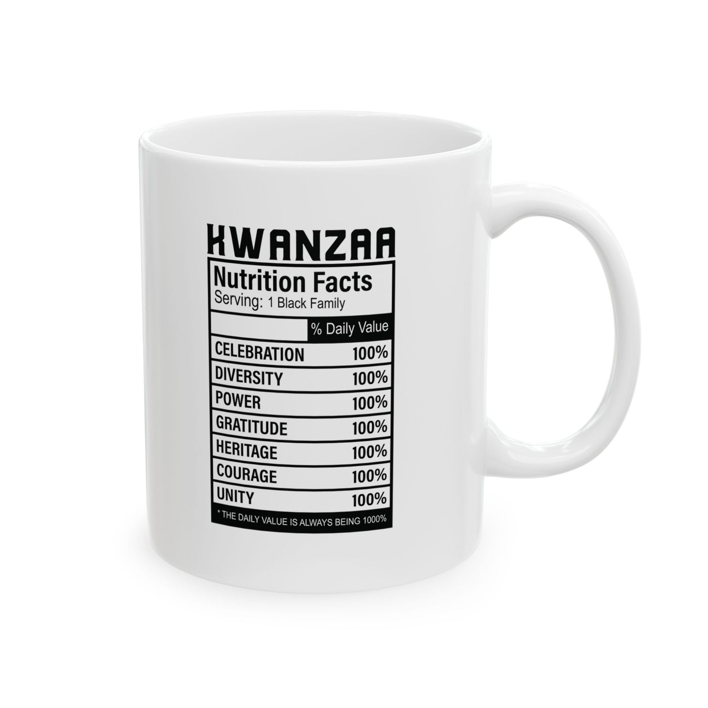 Kwanza Nutritional Facts | 11oz Mug| White |