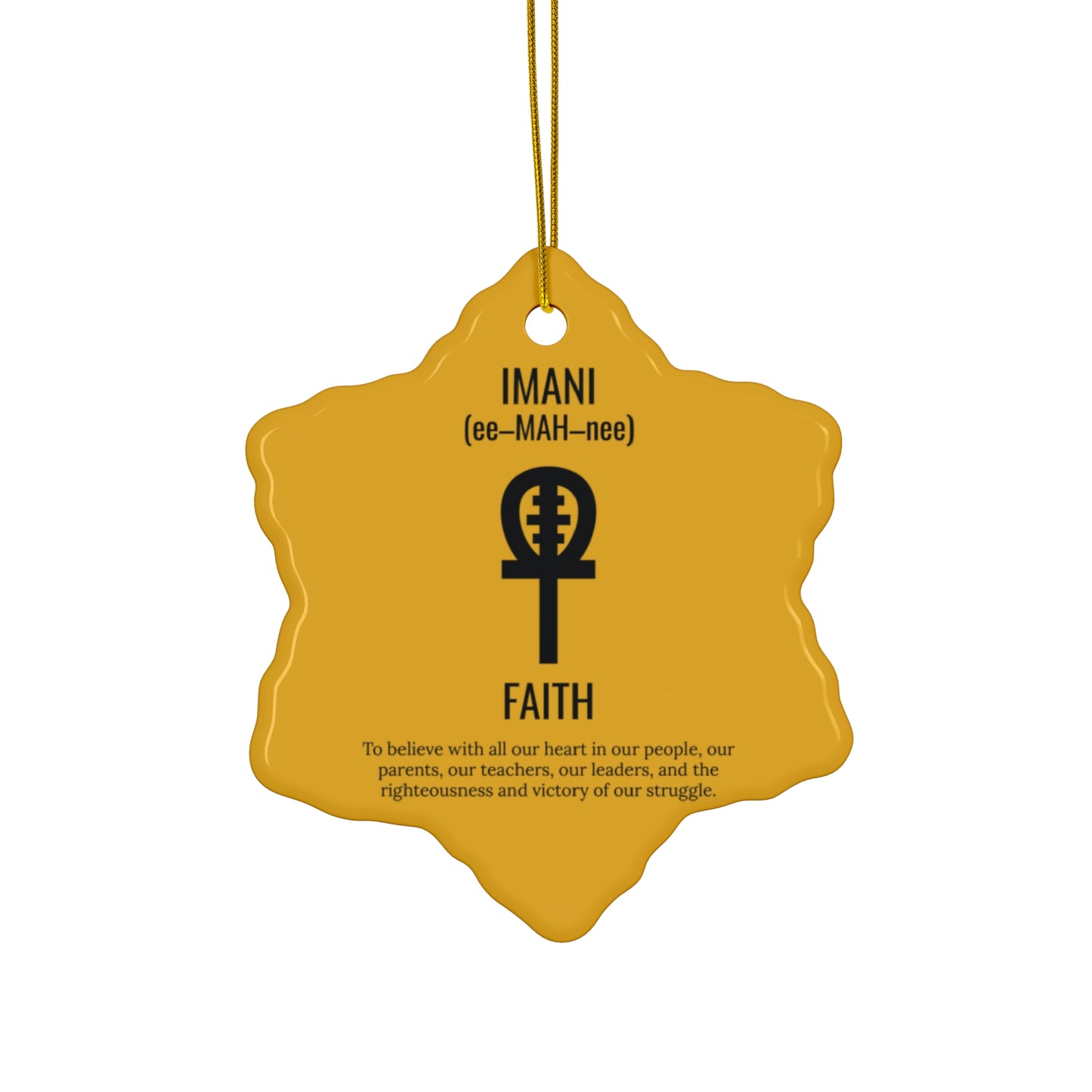 Imani (Day 7) Faith | Snowflake Ornament | Yellow