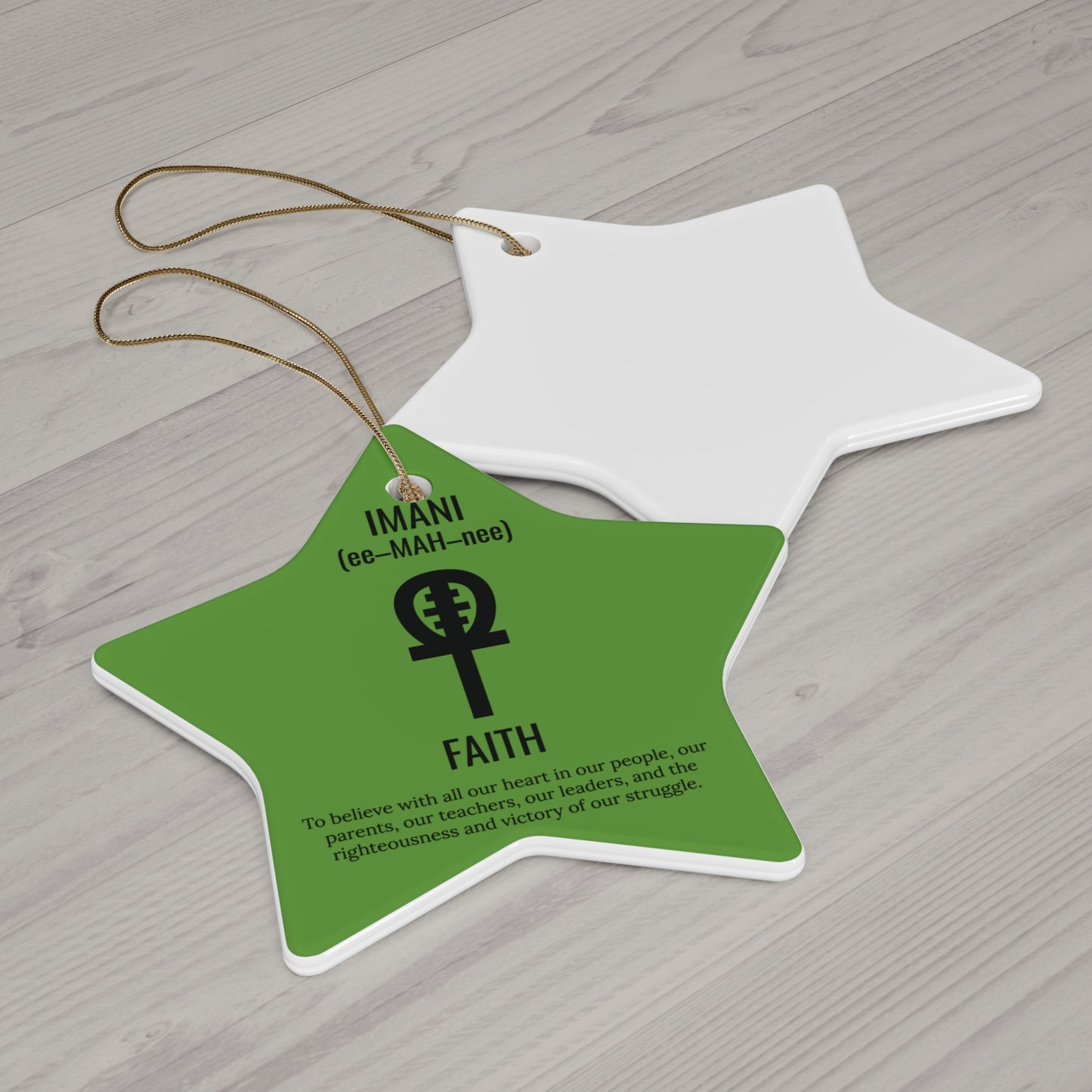 Imani (Day 7) Faith | Circle or Star Ornament | Green