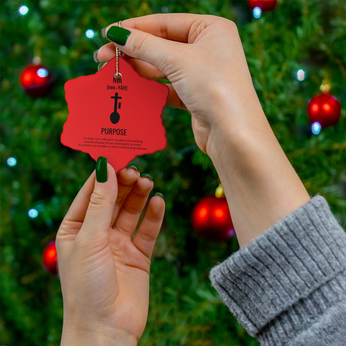 Nia (Day 5) | Purpose | Snowflake Ornament | (Red) |