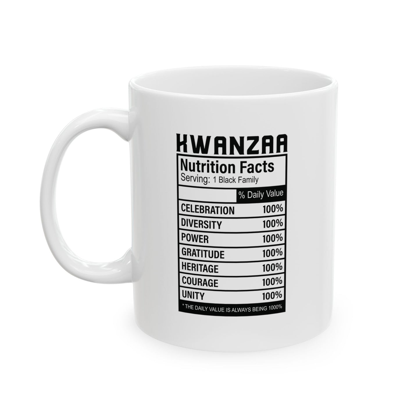 Kwanza Nutritional Facts | 11oz Mug| White |