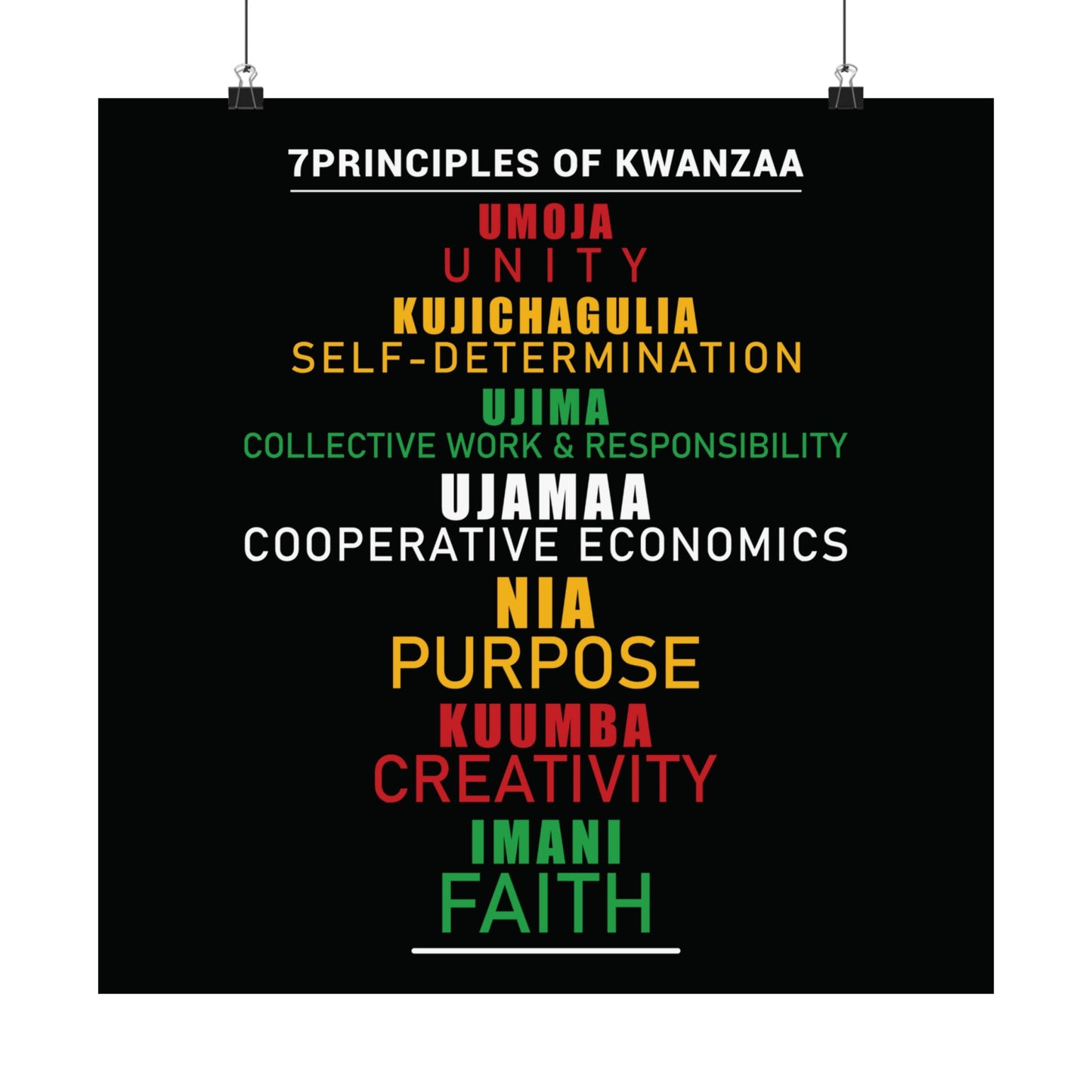 Kwanza Principles | Vertical Poster |Black|