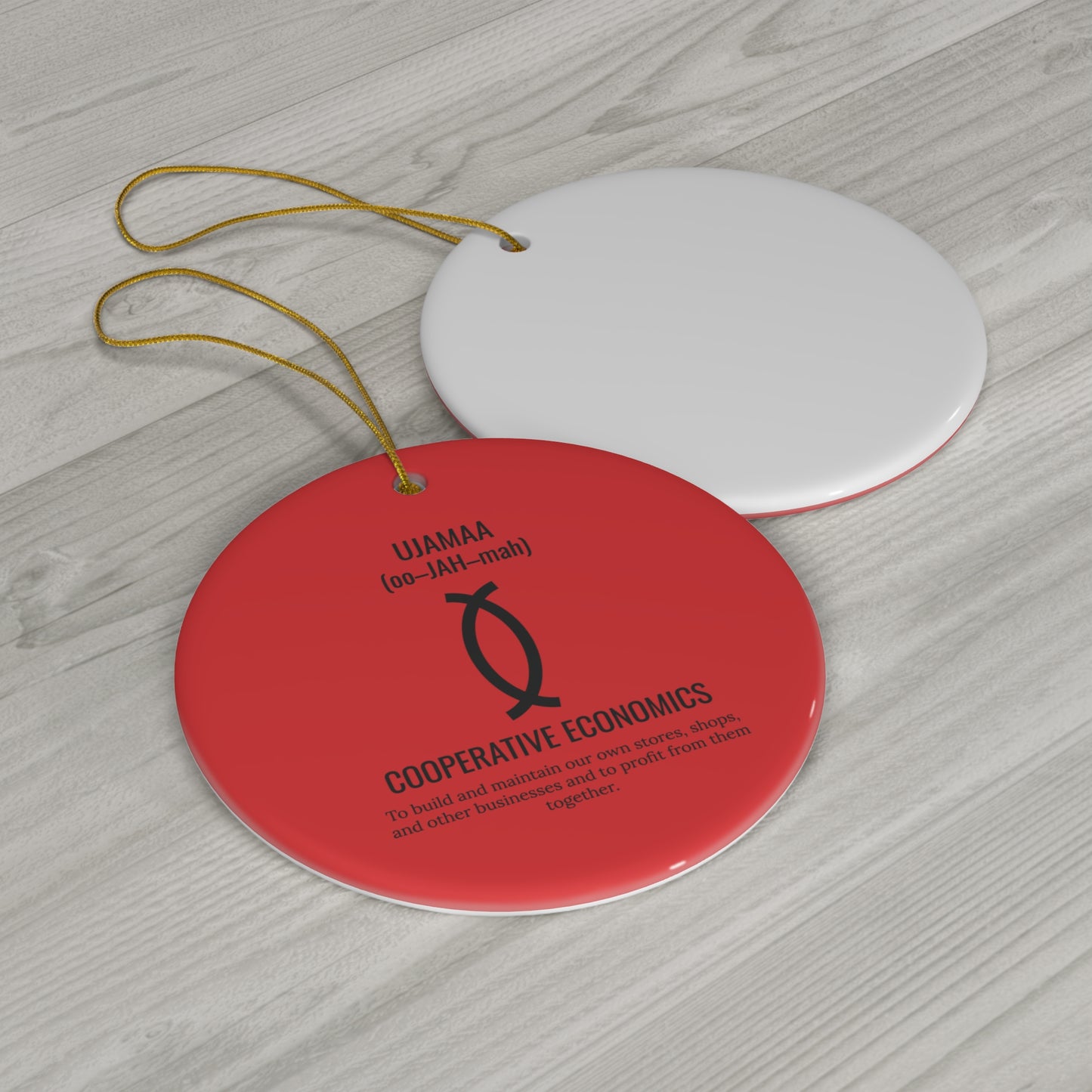 Ujamaa (Day 4) |Cooperative Economics | Circle or Star Ornament | (Red) |