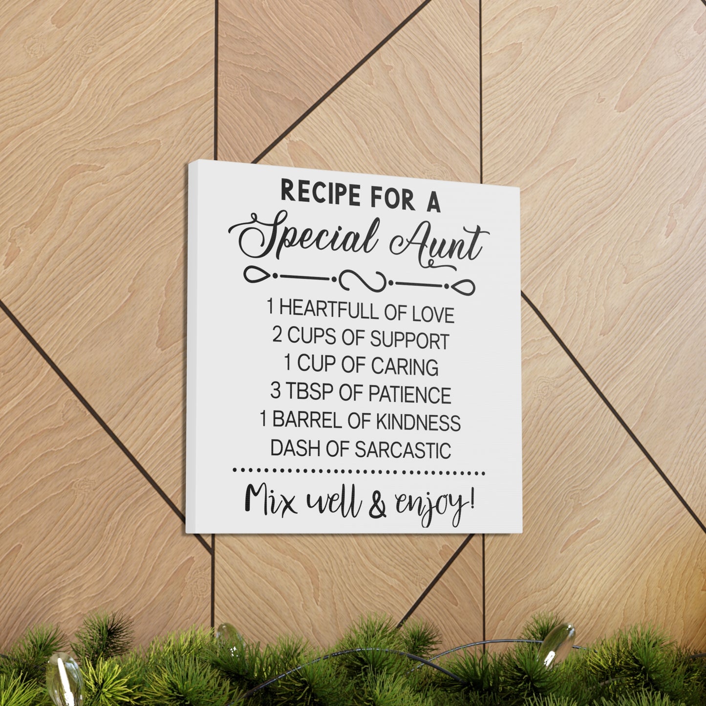 Special Aunts Recipe | Canvas Gallery Wrap | White Background