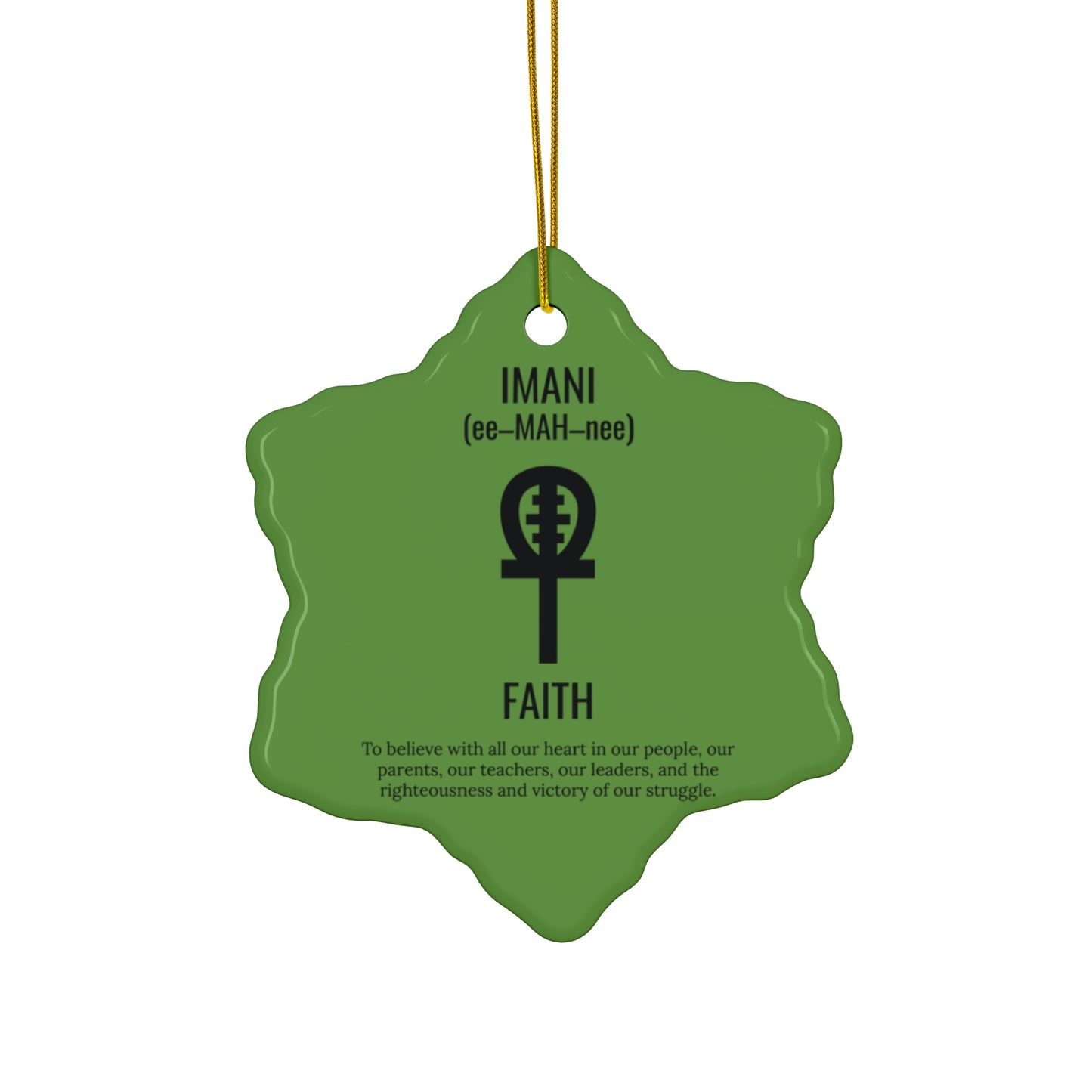 Imani (Day 7) Faith | Snowflake Ornament | Green