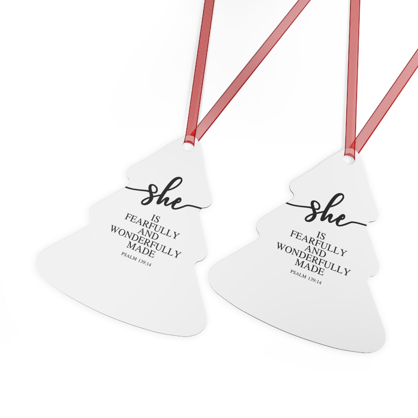 She Is – Psalms 139:14| Bell, Tree, Round or Oval Ornament |Metal|