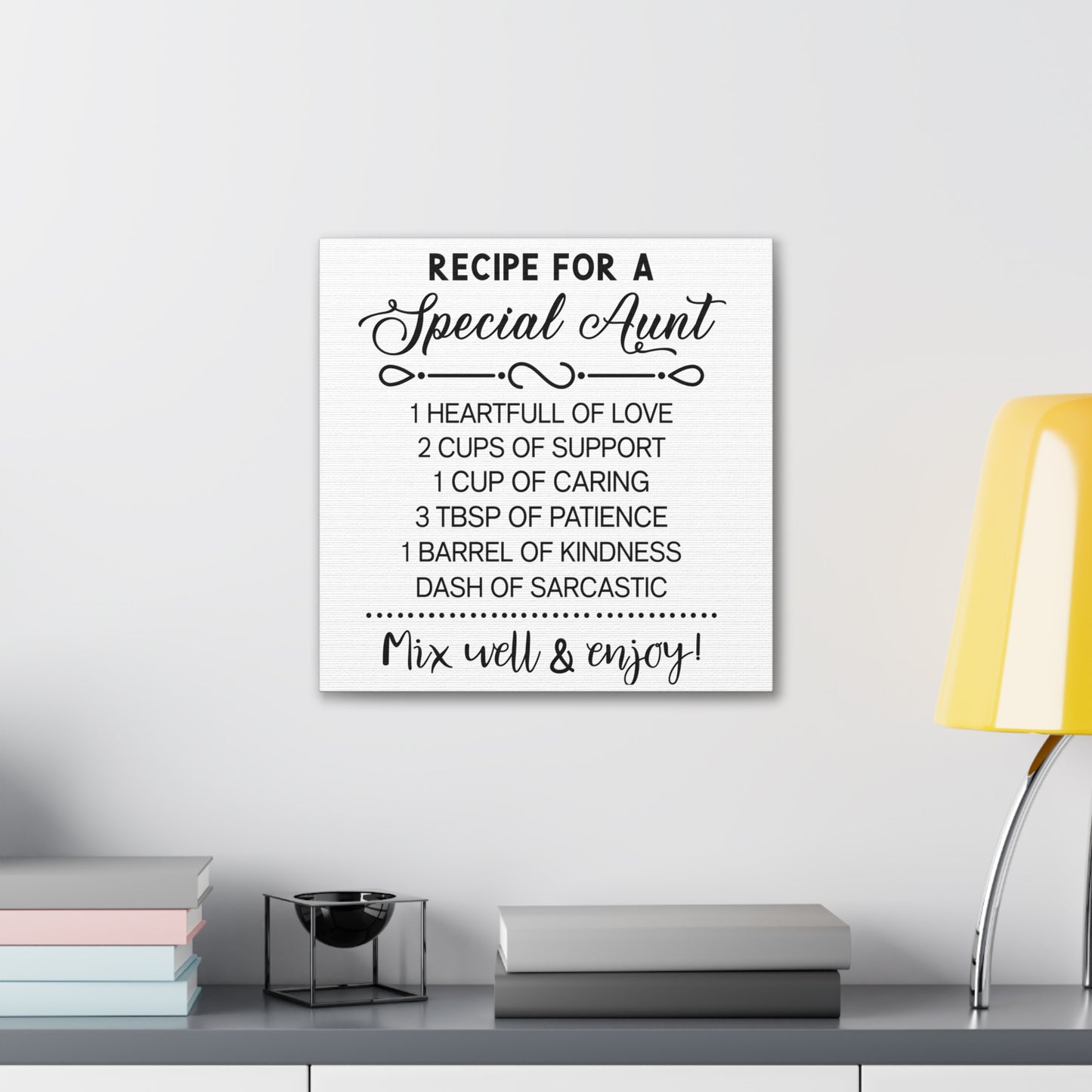 Special Aunts Recipe | Canvas Gallery Wrap | White Background