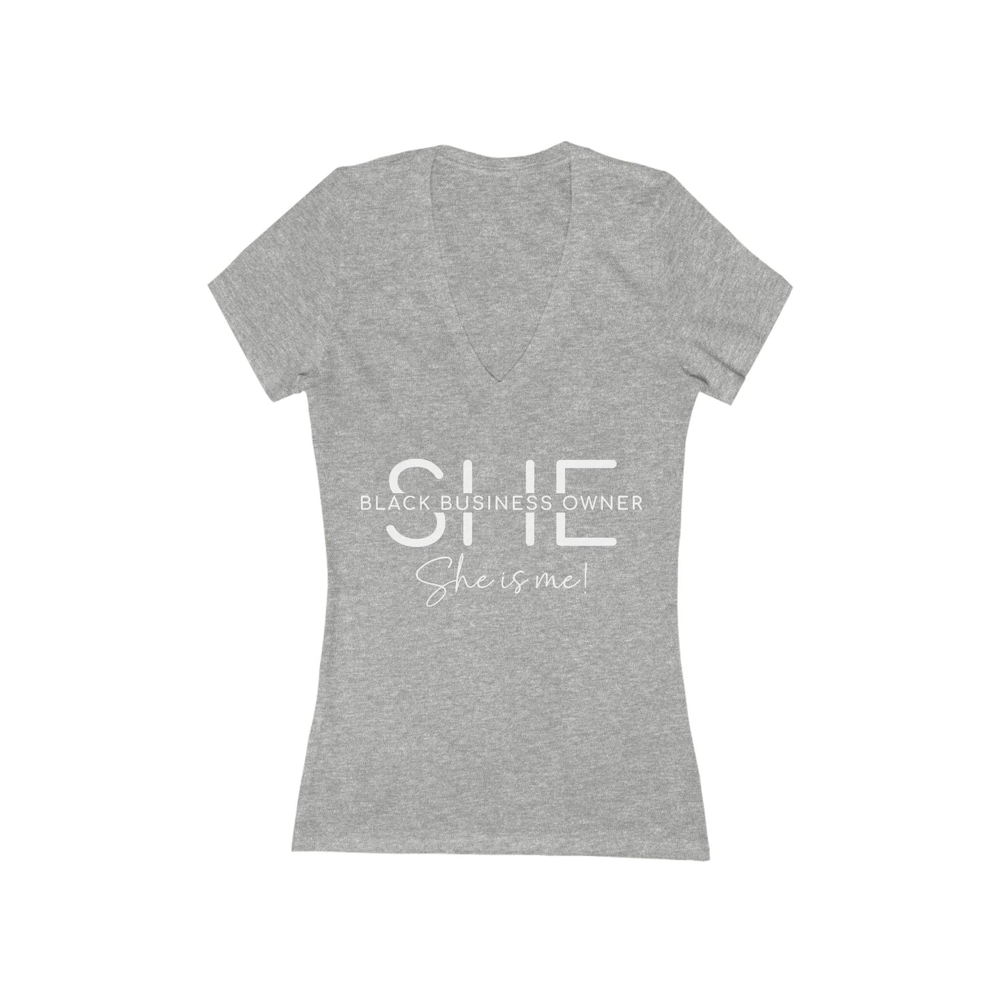SHE IS ME | T-Shirt | White Font| Women's Short Sleeve Deep V-Neck T