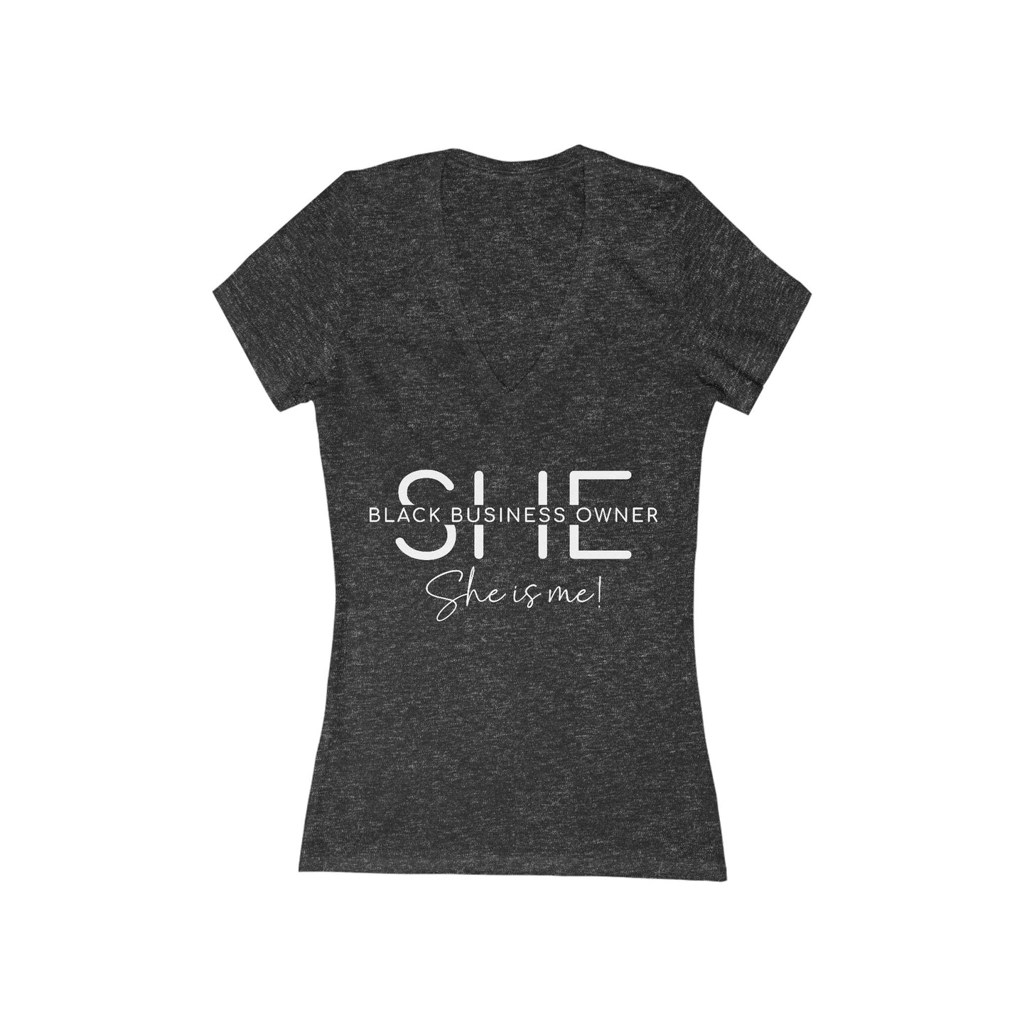 SHE IS ME | T-Shirt | White Font| Women's Short Sleeve Deep V-Neck T
