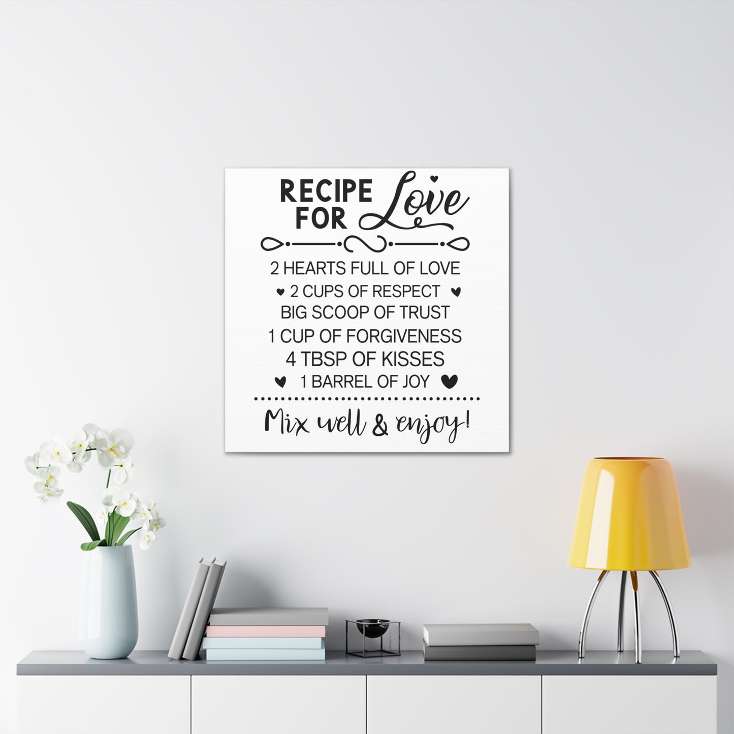 Love Recipe | Canvas Gallery Wrap | White Background
