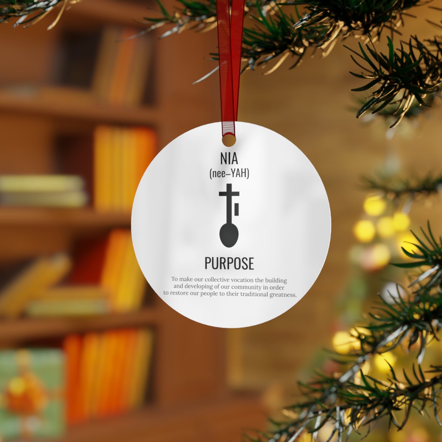 Nia (Day 5) | Purpose | Bell, Tree, Round or Oval Ornament |Metal|