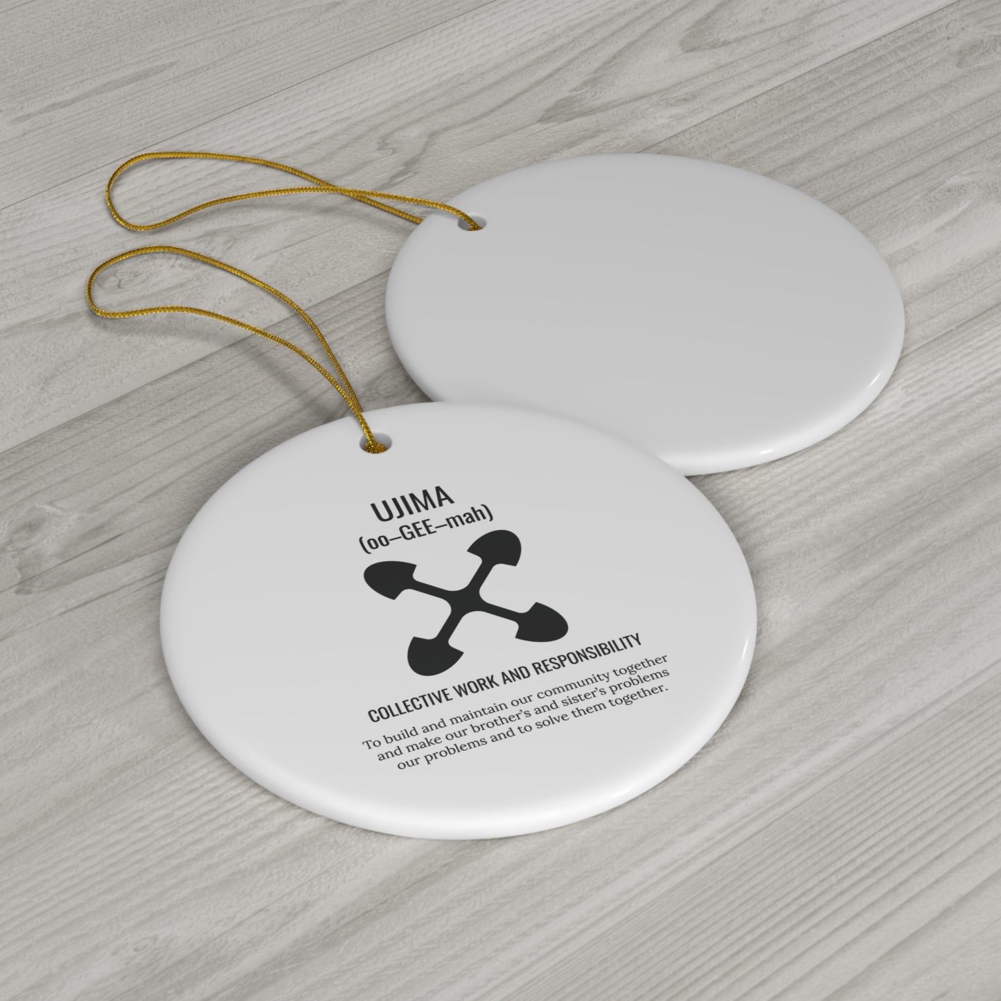 Ujima (Day 3) |Collective Work & Responsibility| Circle or Star Ornament |(White)|