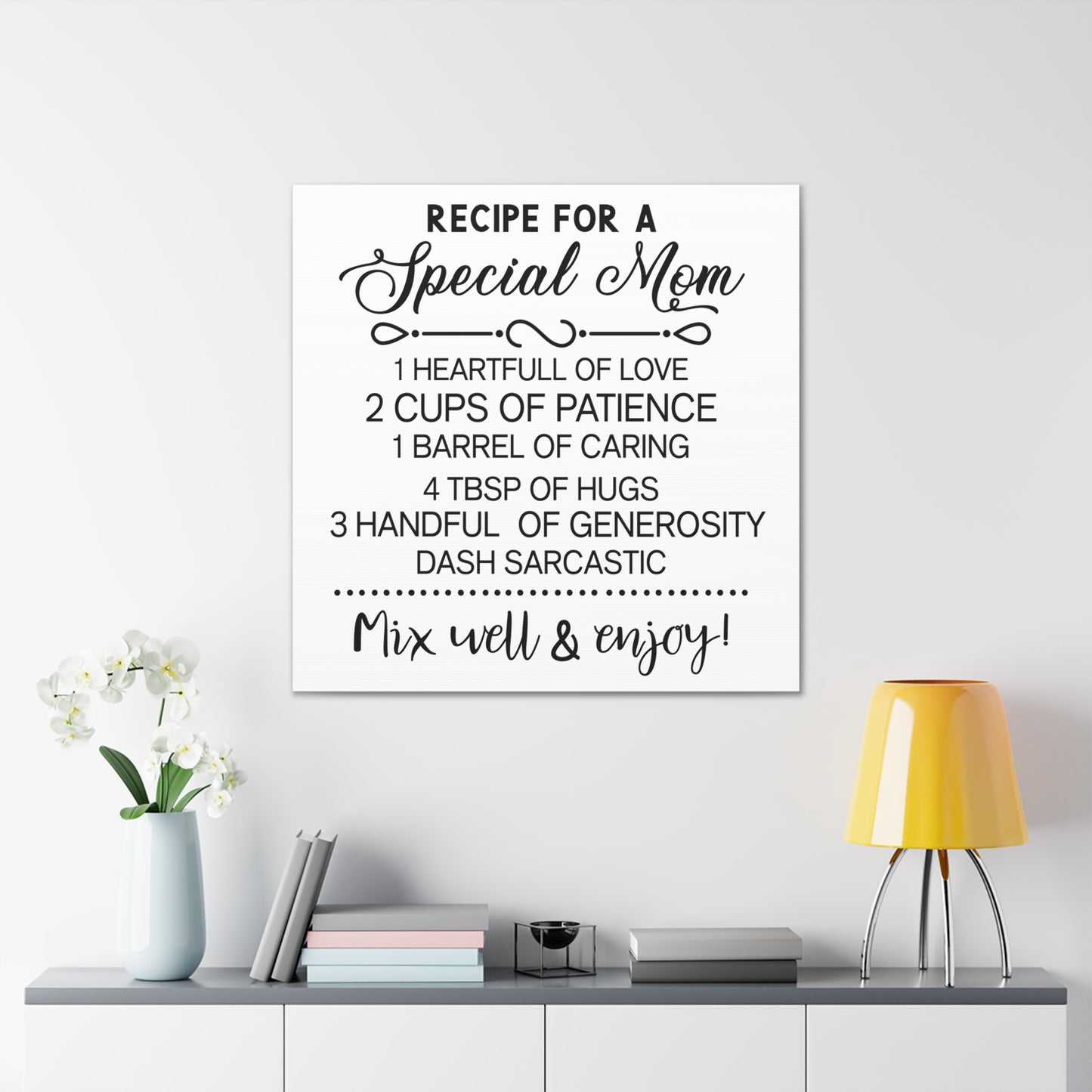 Special Mom Recipe | Canvas Gallery Wrap | White Background
