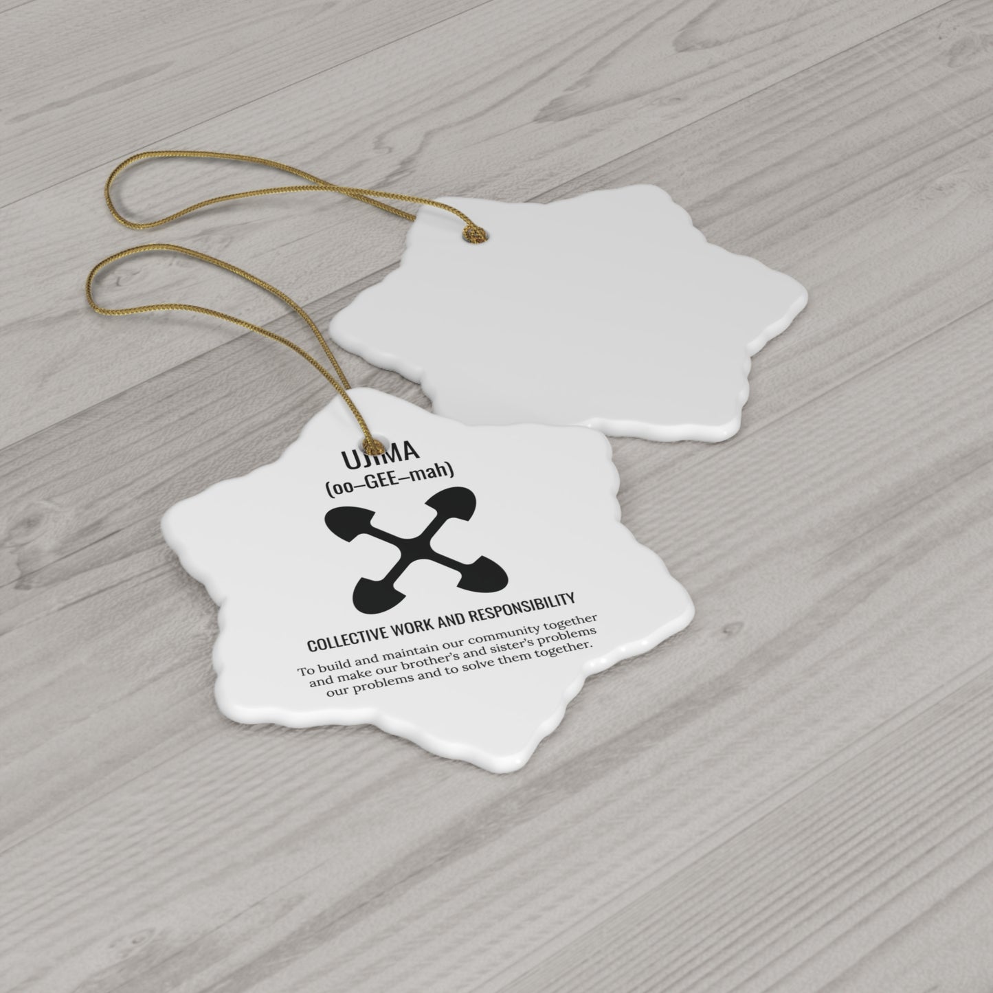 Ujima (Day 3) |Collective Work & Responsibility| Snowflake Ornament |(White)|