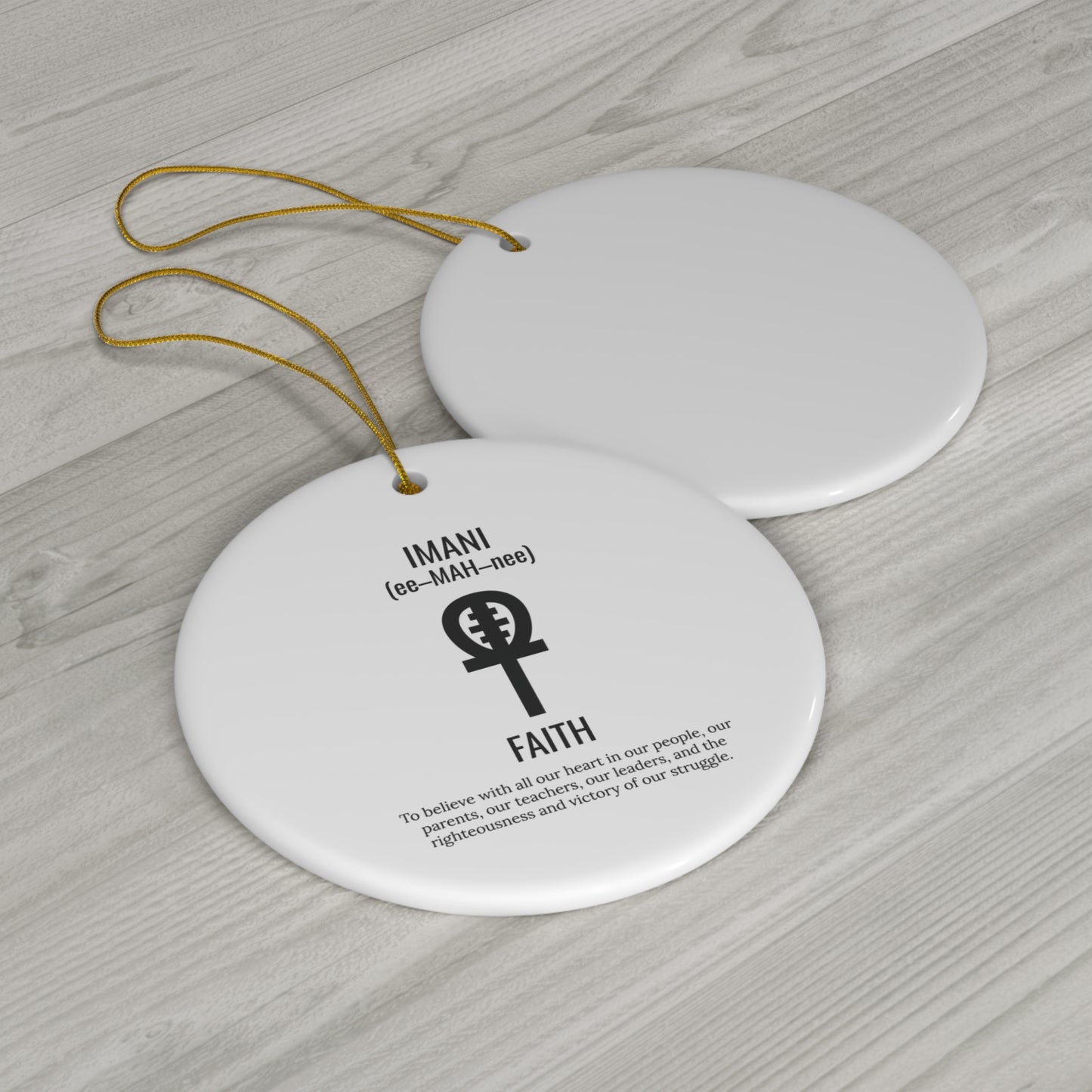 Imani (Day 7) Faith | Ornament | Circle or Star Ornament |(White)|
