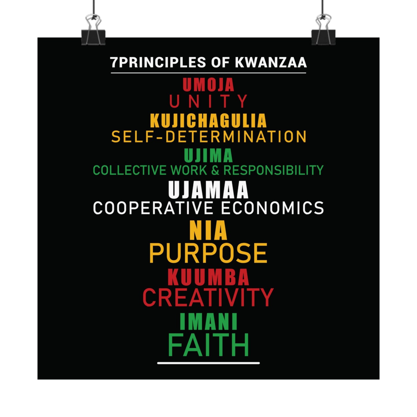 Kwanza Principles | Vertical Poster |Black|