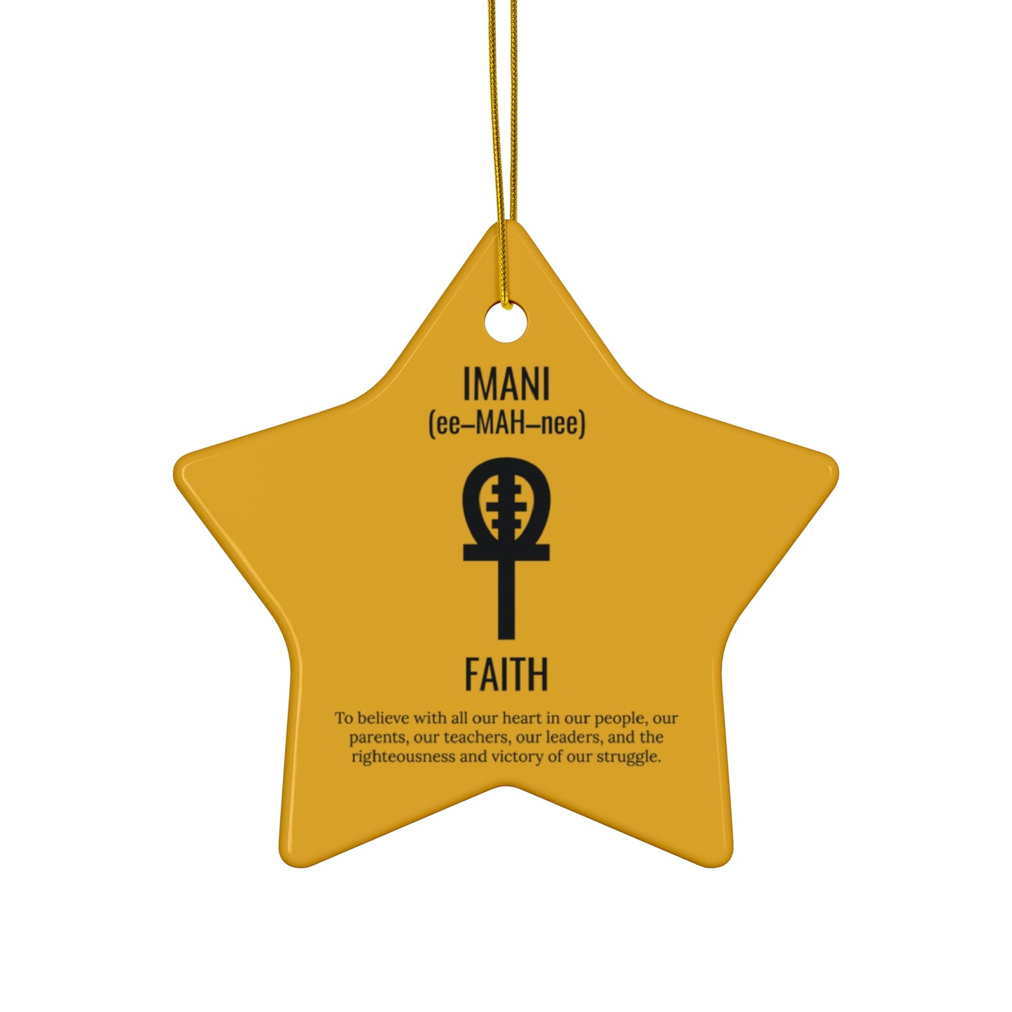Imani (Day 7) Faith | Circle or Star Ornament | Yellow