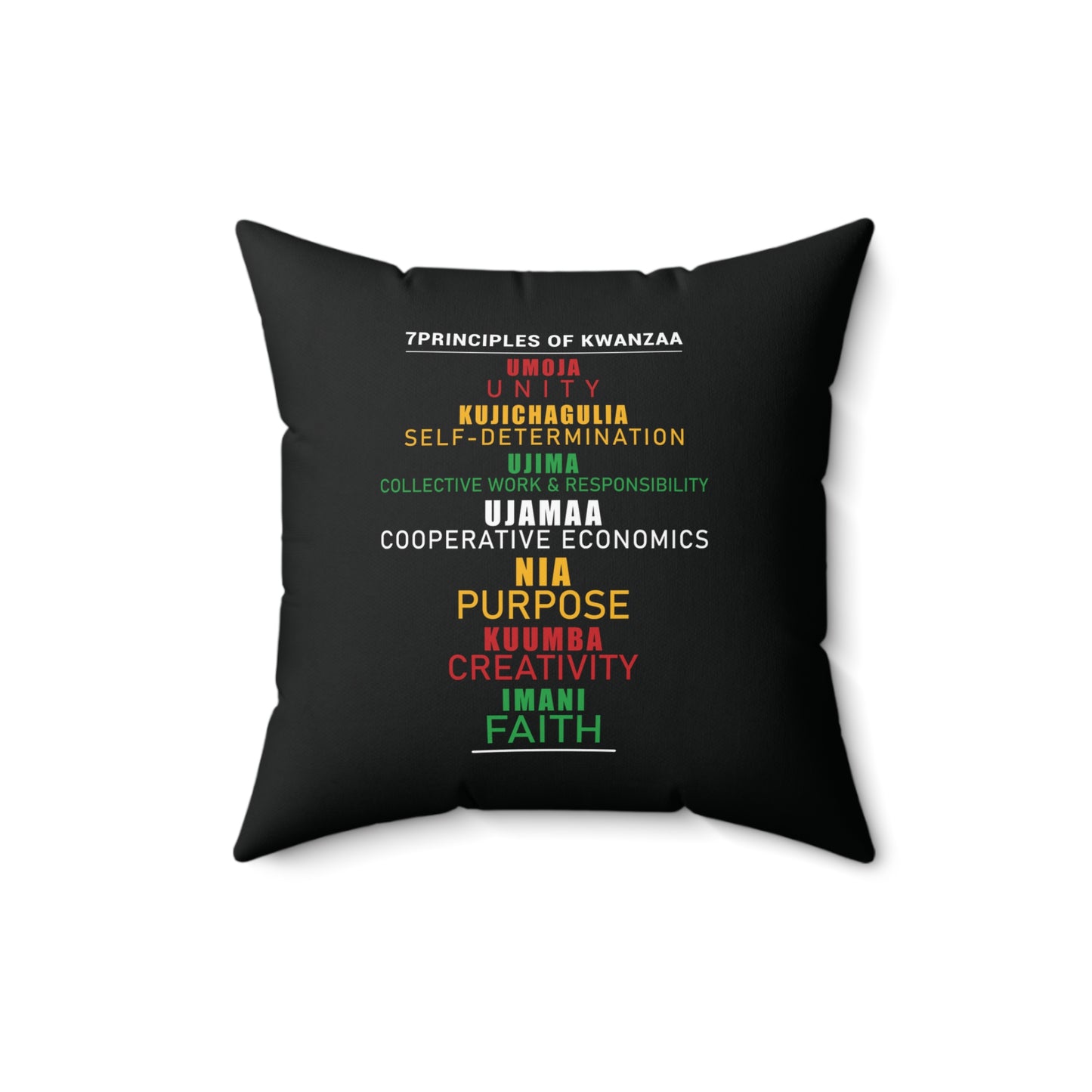 Kwanza Principles | Square Pillow |Black|
