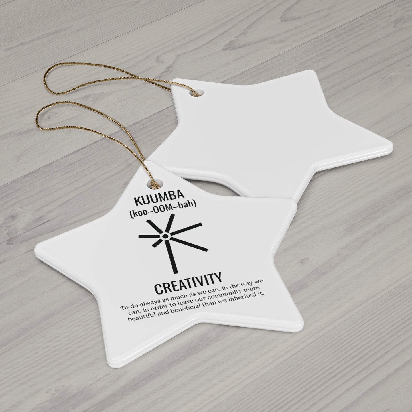 Kuumba (Day 6) | Creativity | Circle or Star Ornament |(White)|
