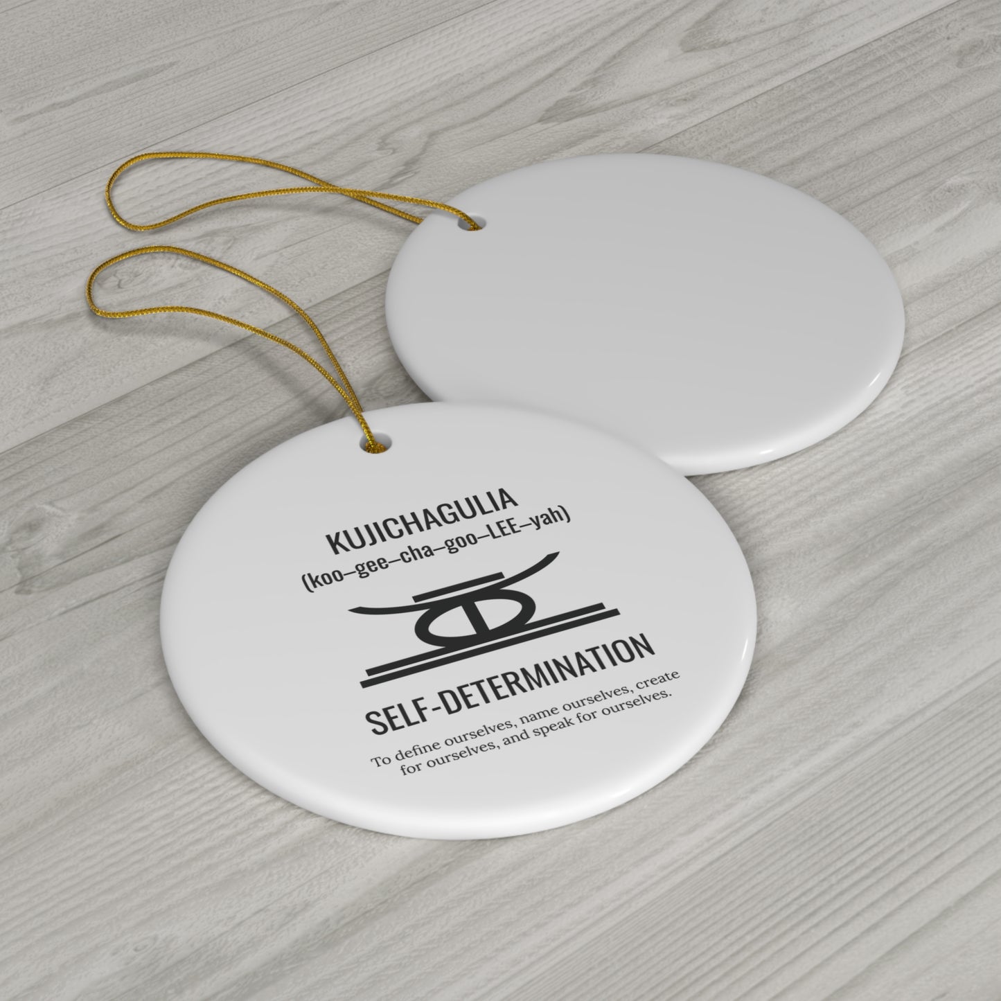 Kujichagulia (Day 2) | Self Determination | Circle or Star Ornament |(White)|