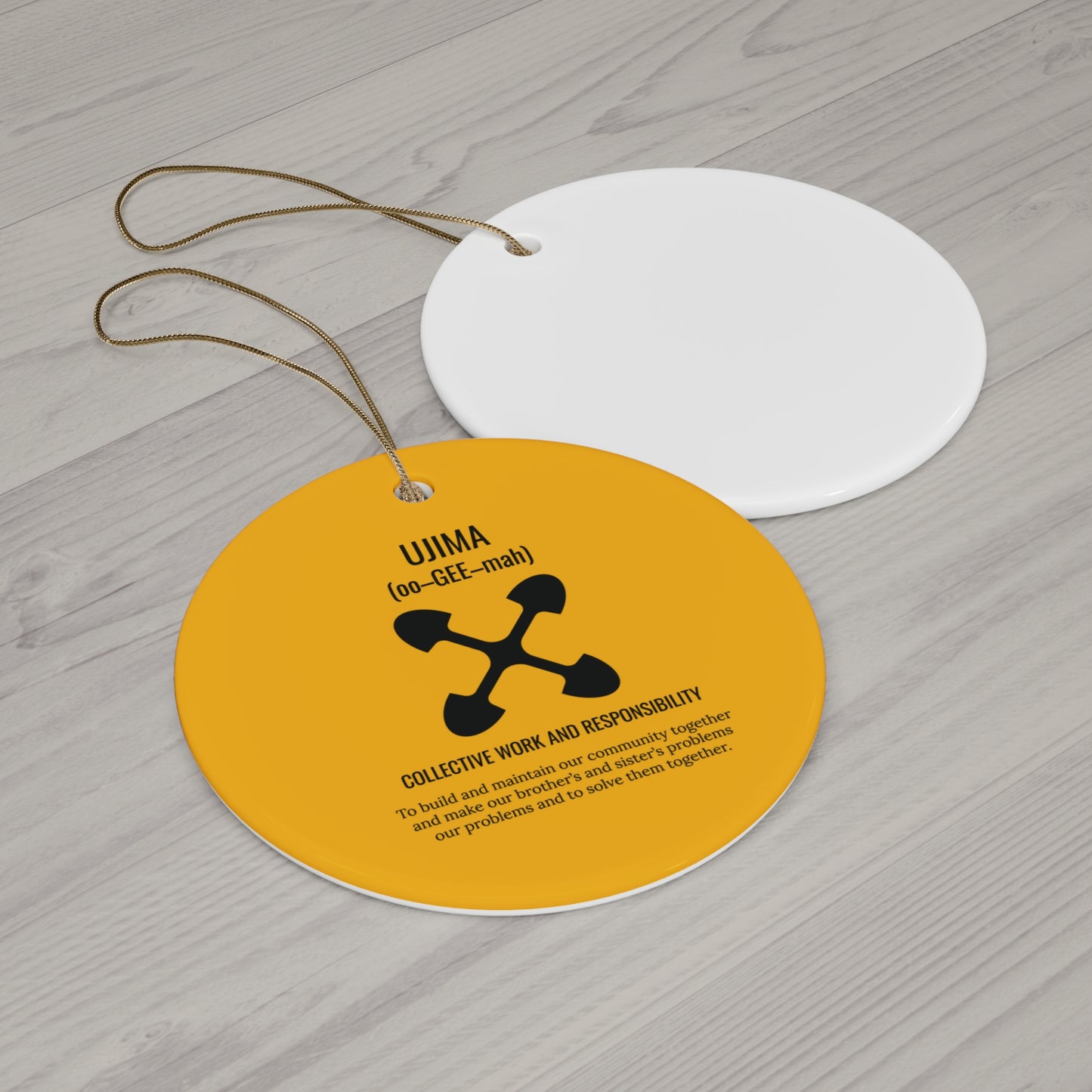 Ujima (Day 3) |Collective Work & Responsibility| Circle or Star Ornament | Yellow