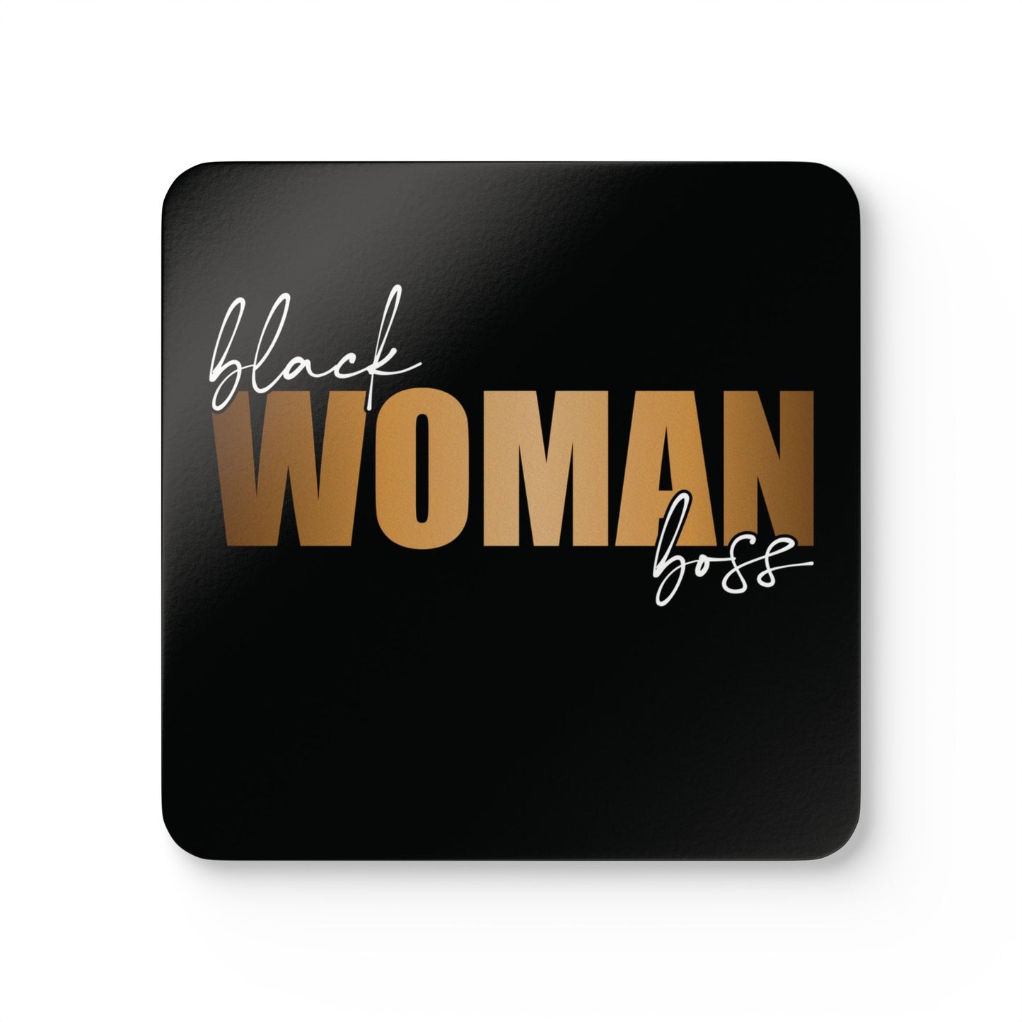 Black Woman Boss | 4- Piece Corkwood Coaster Set| Black
