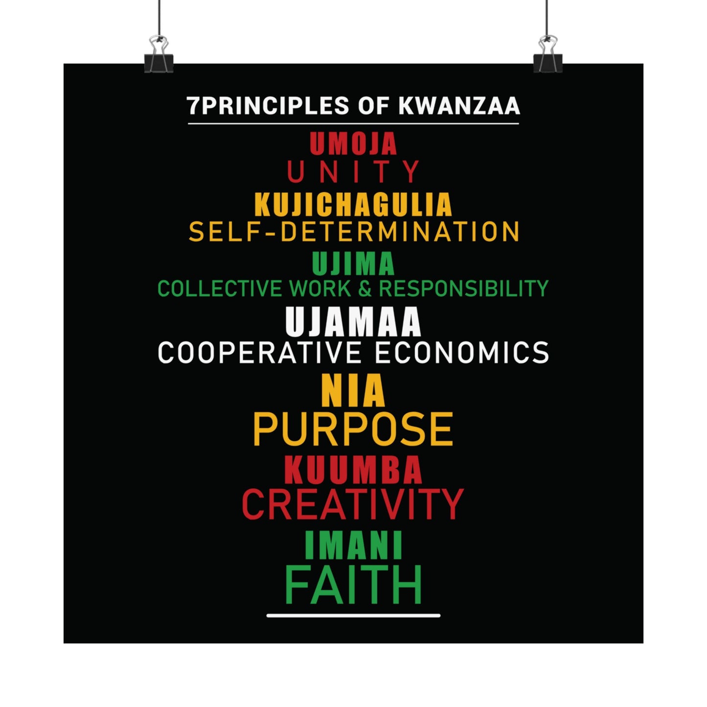 Kwanza Principles | Vertical Poster |Black|