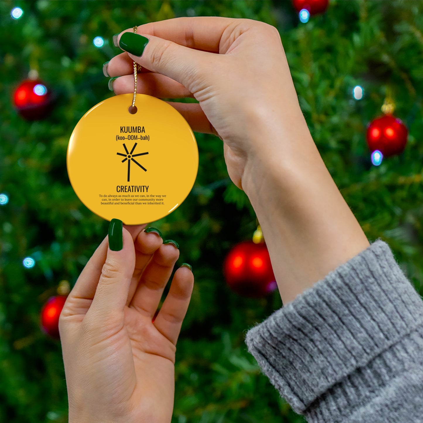 Kuumba (Day 6) | Creativity | Circle or Star Ornament | Yellow