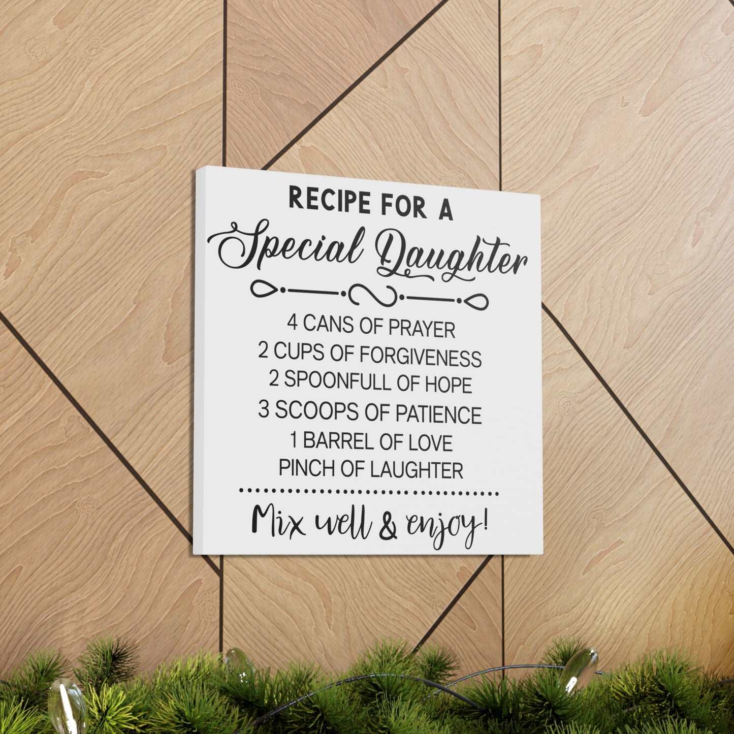 Special Daughter Recipe | Canvas Gallery Wrap | White Background
