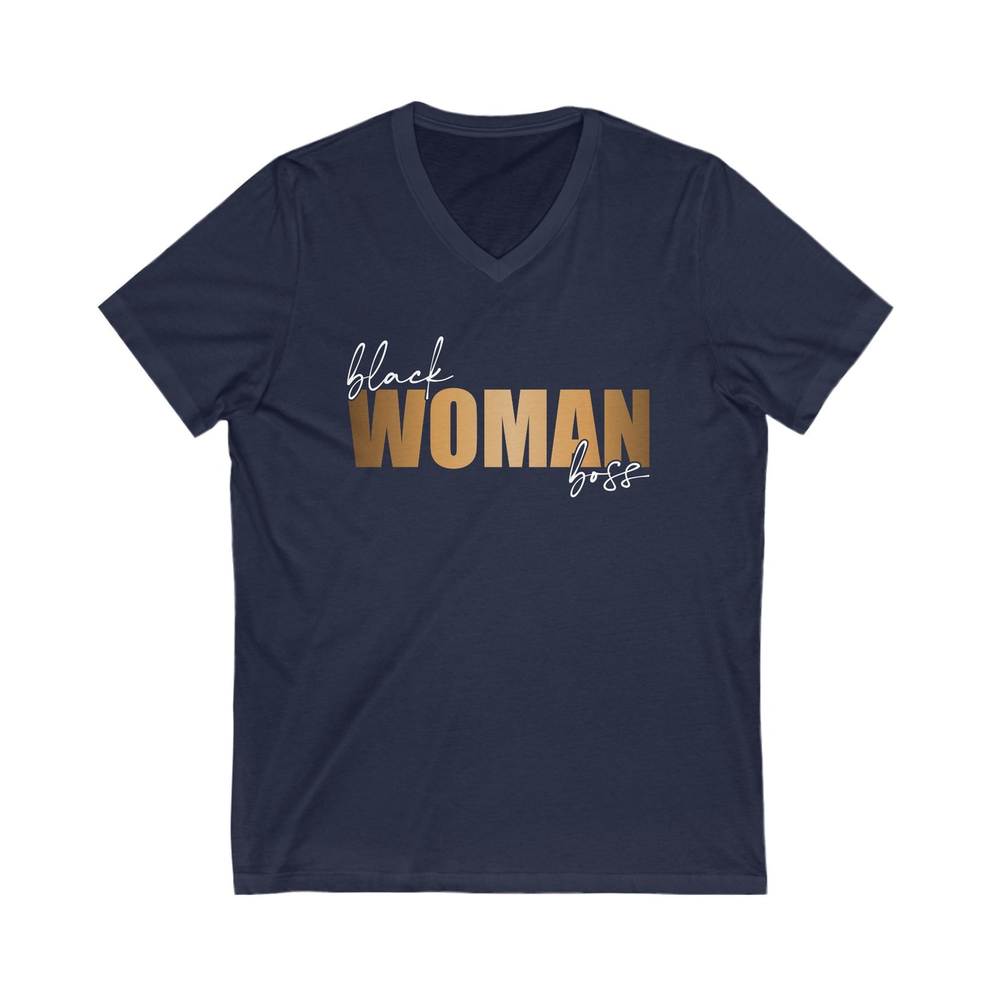 Black Woman Boss| Short Sleeve V-Neck Tee (Unisex)