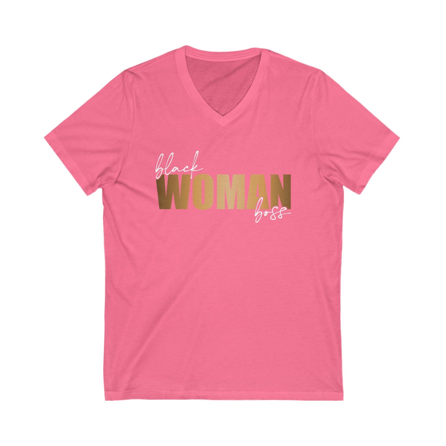 Black Woman Boss| Short Sleeve V-Neck Tee (Unisex)
