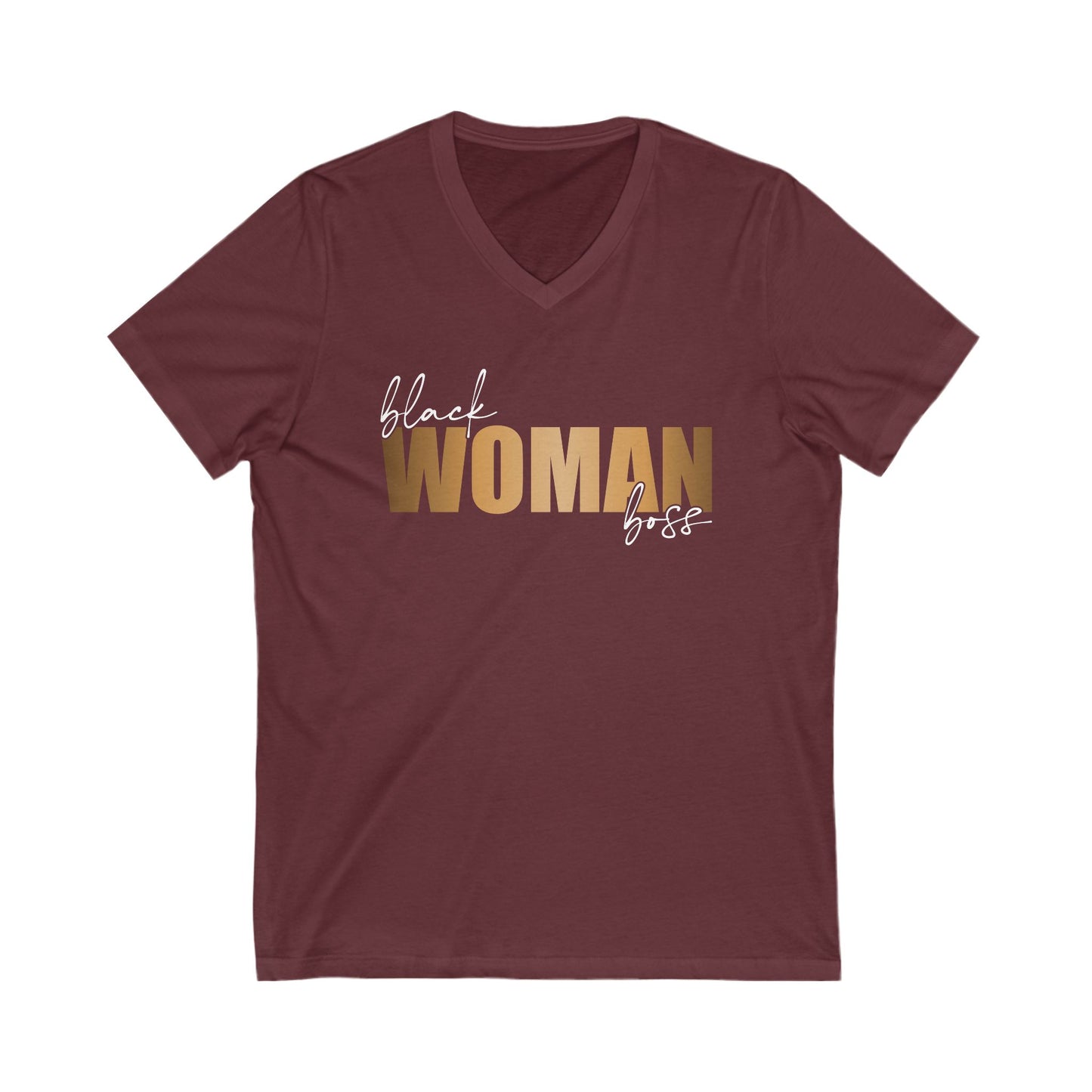 Black Woman Boss| Short Sleeve V-Neck Tee (Unisex)